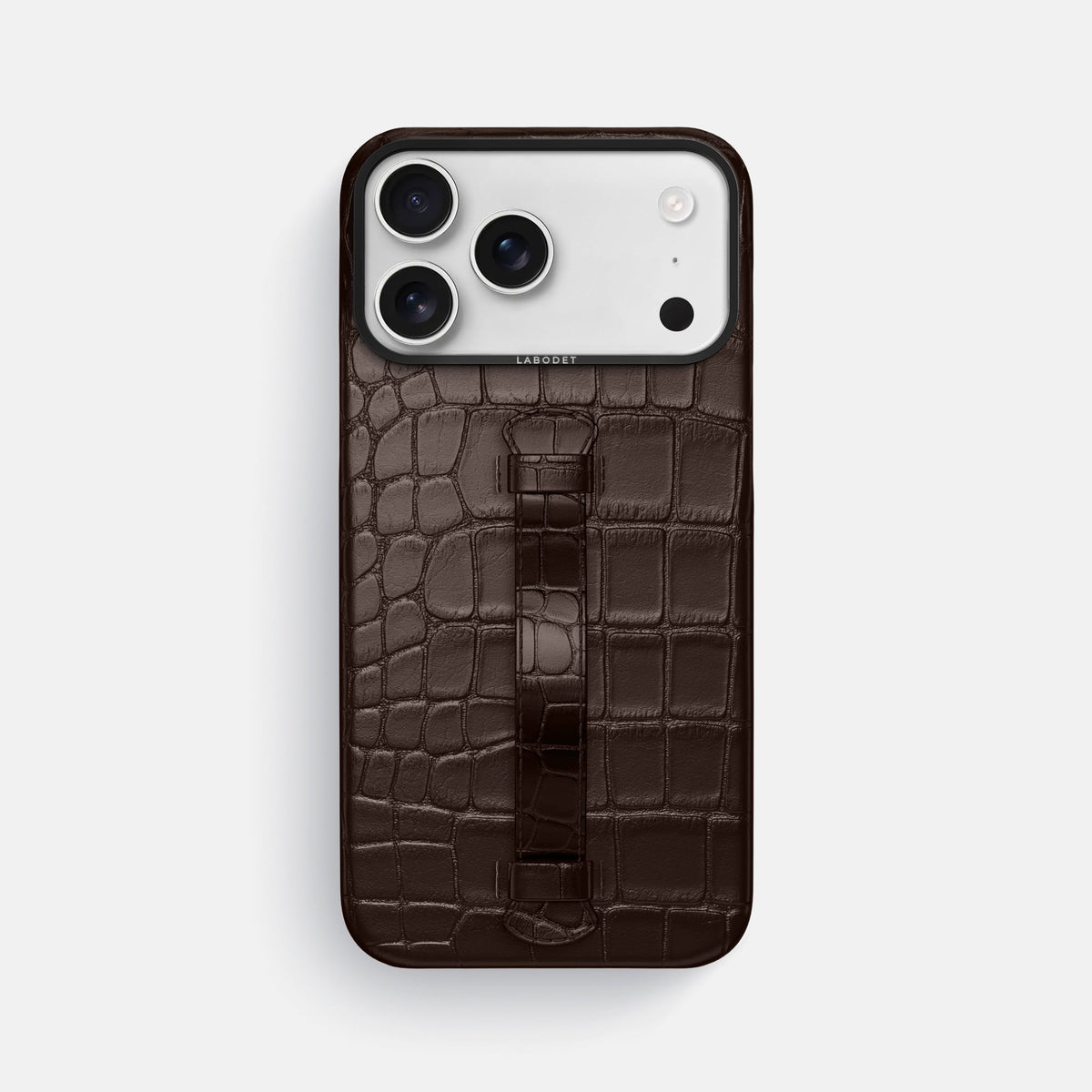 Center Handle For iPhone 18 Pro Max In Alligator -2 | Dark-Brown-Black