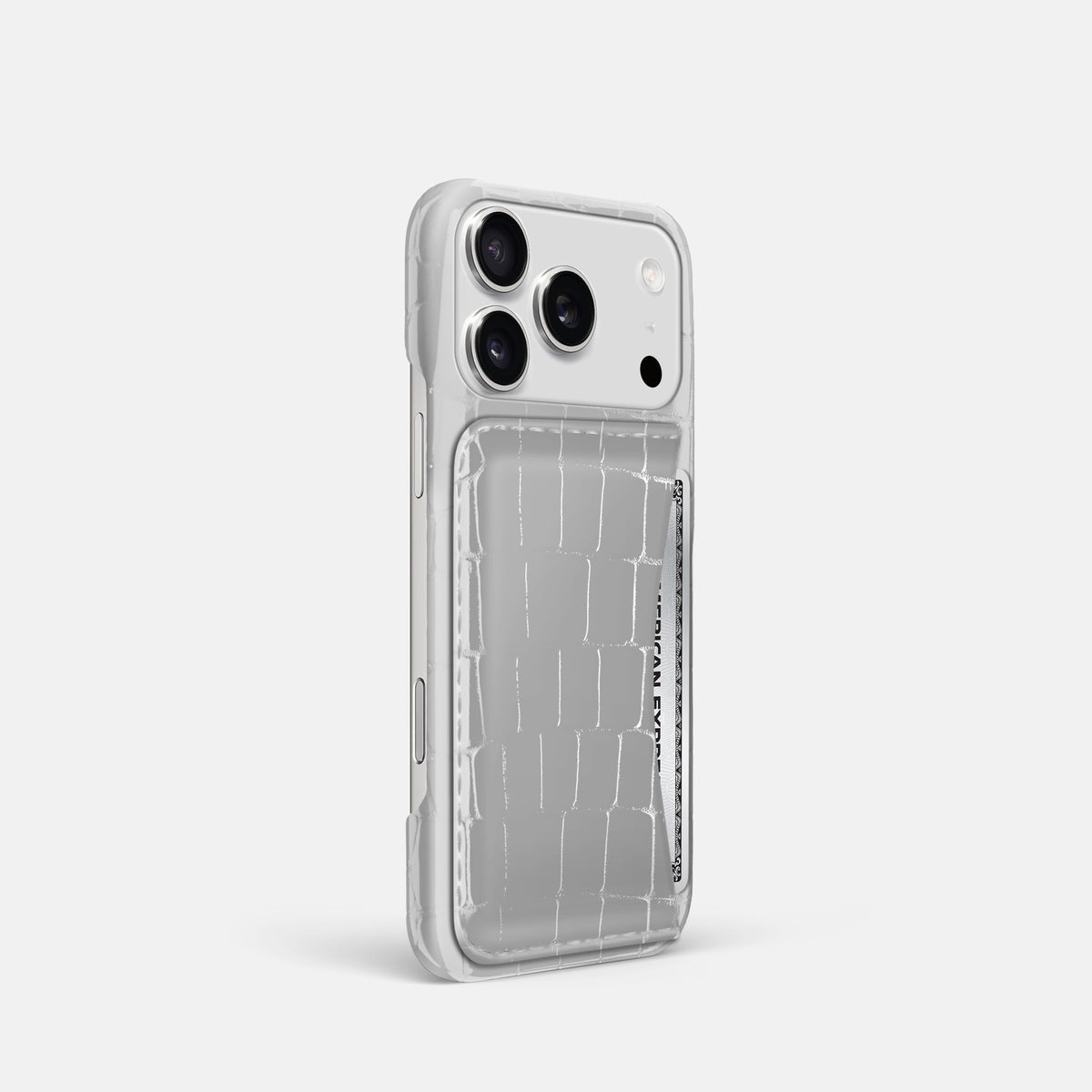 Slim Card Case For iPhone 17 Pro In Shiny Alligator -2 | White
