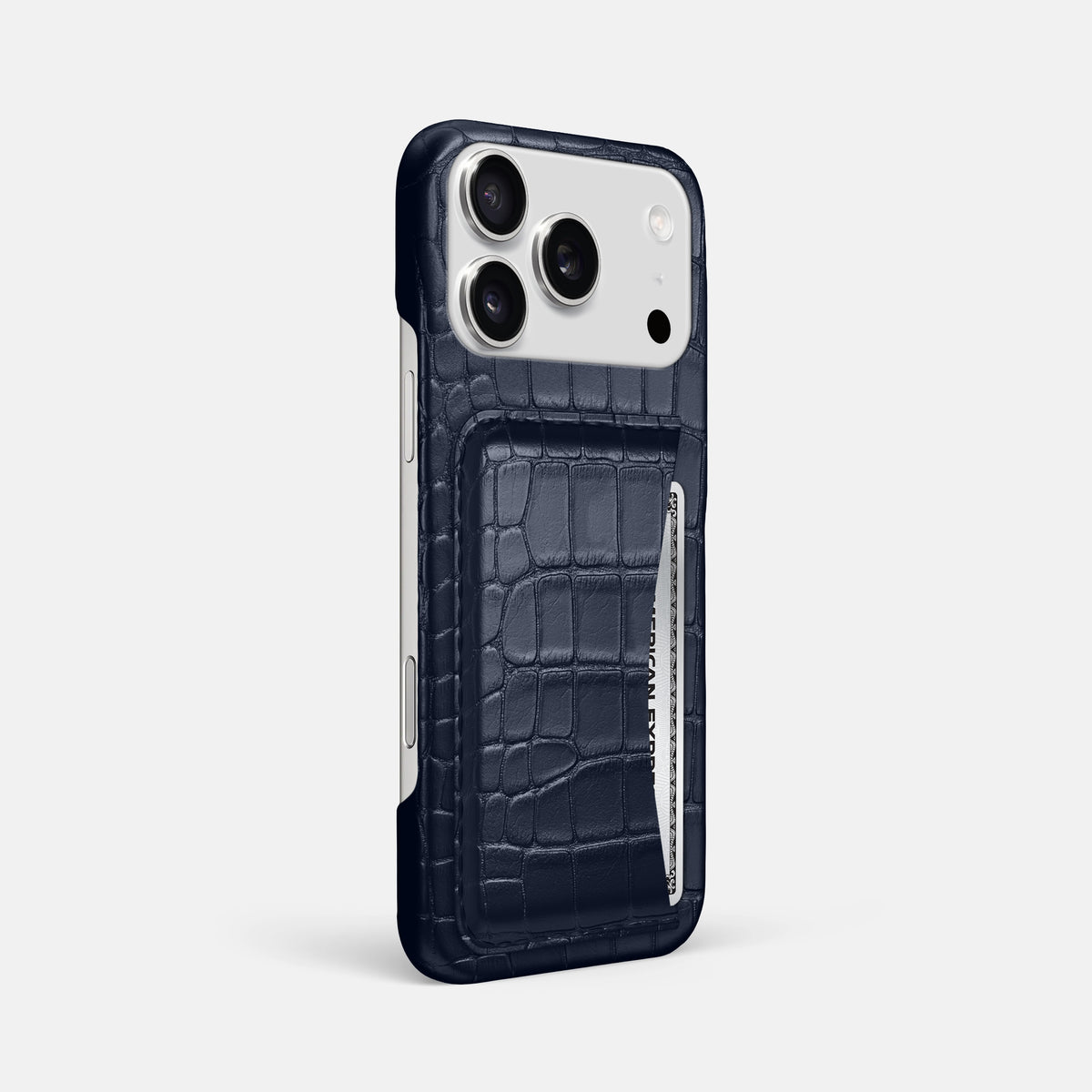 Slim Card Case For iPhone 17 Pro Max In Alligator -2 | Navy-Blue