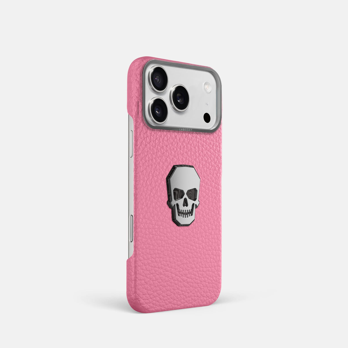 Classic Case With Titanium Skull For iPhone 18 Pro In Calf -2 | Pink-Steel