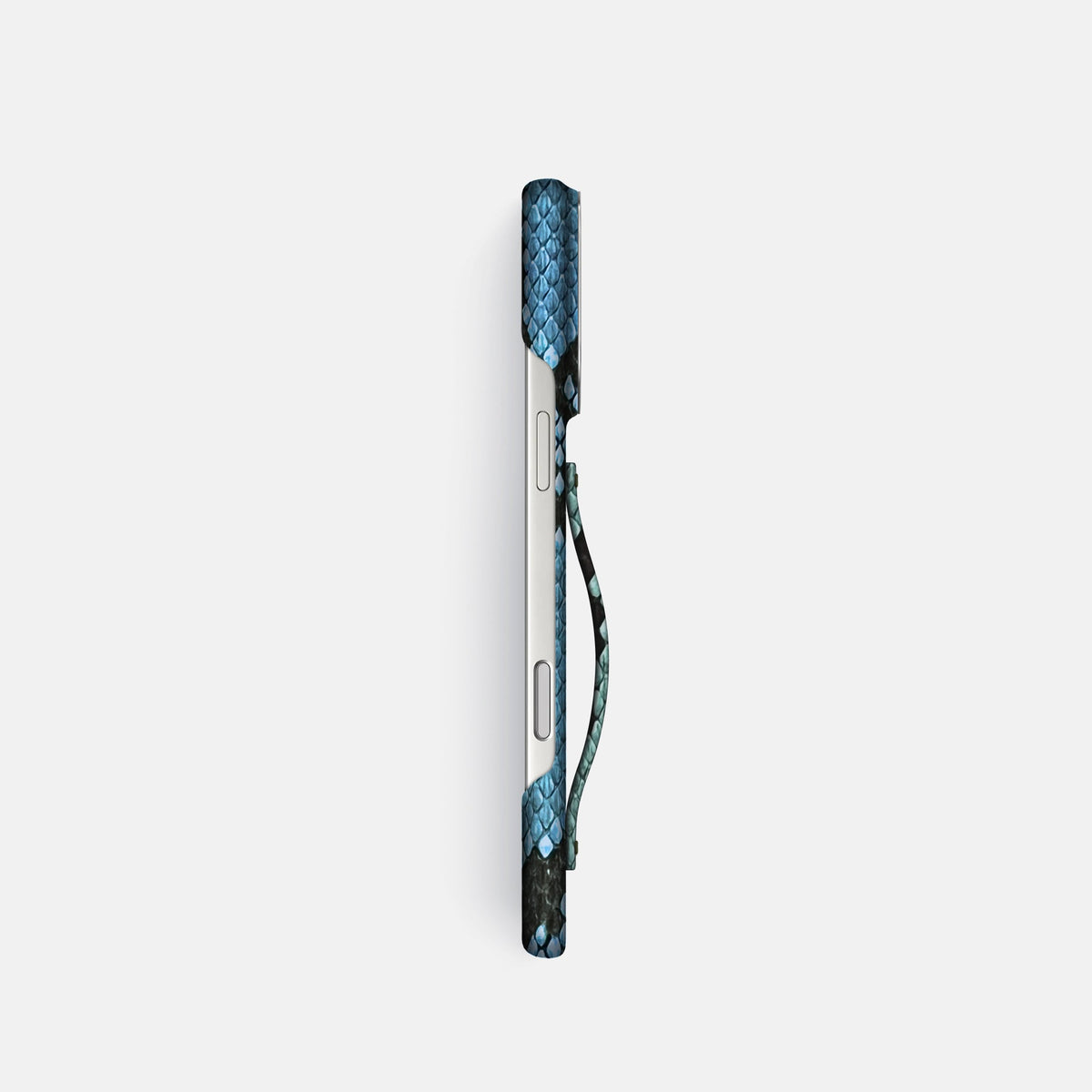 Finger Case For iPhone 18 Pro In Deluxe Python -3 | Pacific-Blue-Steel