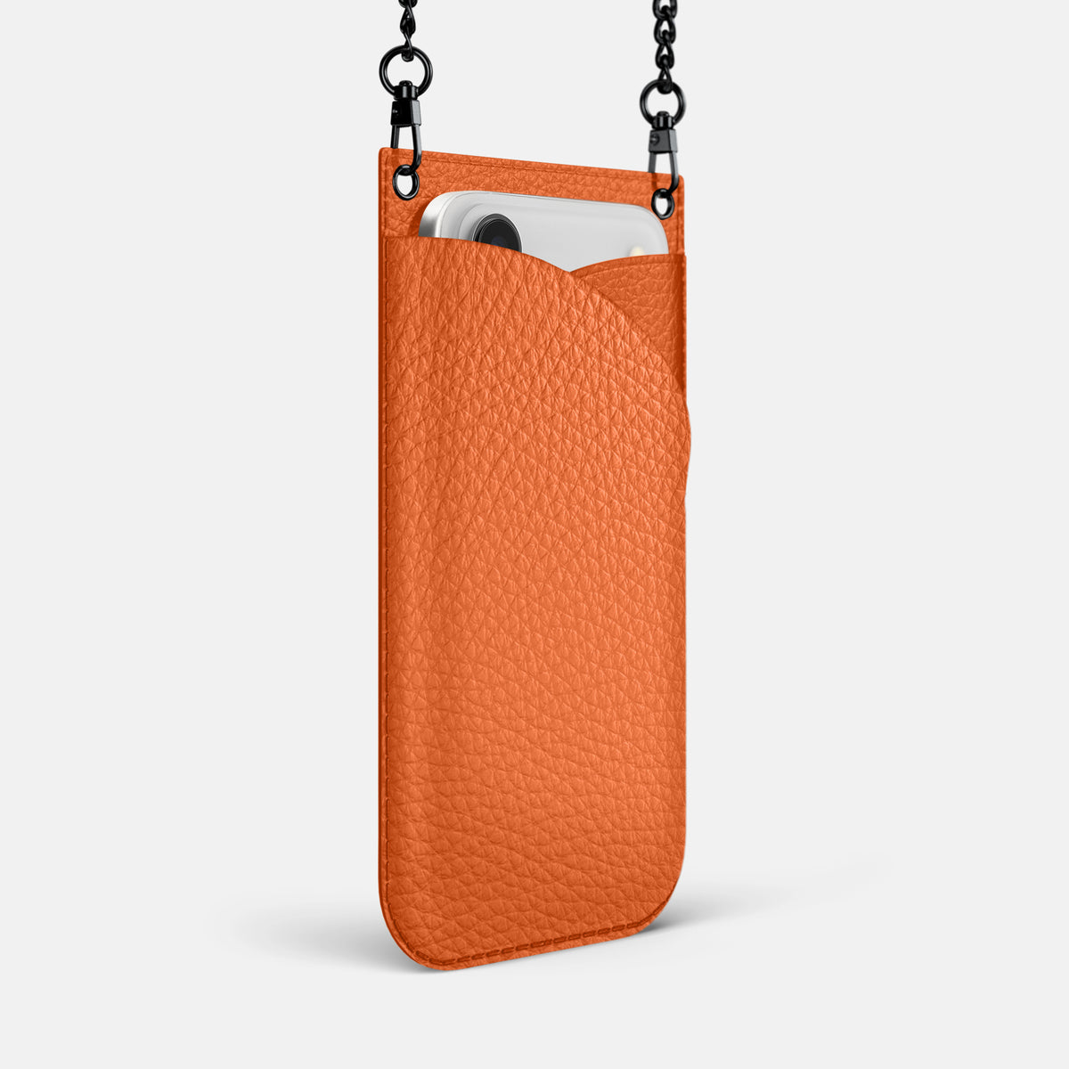 Crossbody Bag For iPhone 17 Pro Max In Calf -2 | Orange-Black