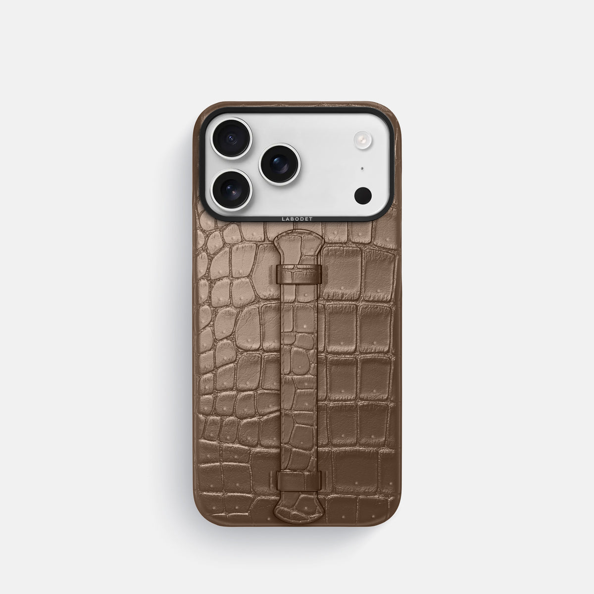 Center Handle For iPhone 17 Pro In Porosus Crocodile -1 | Fur-Brown-Black