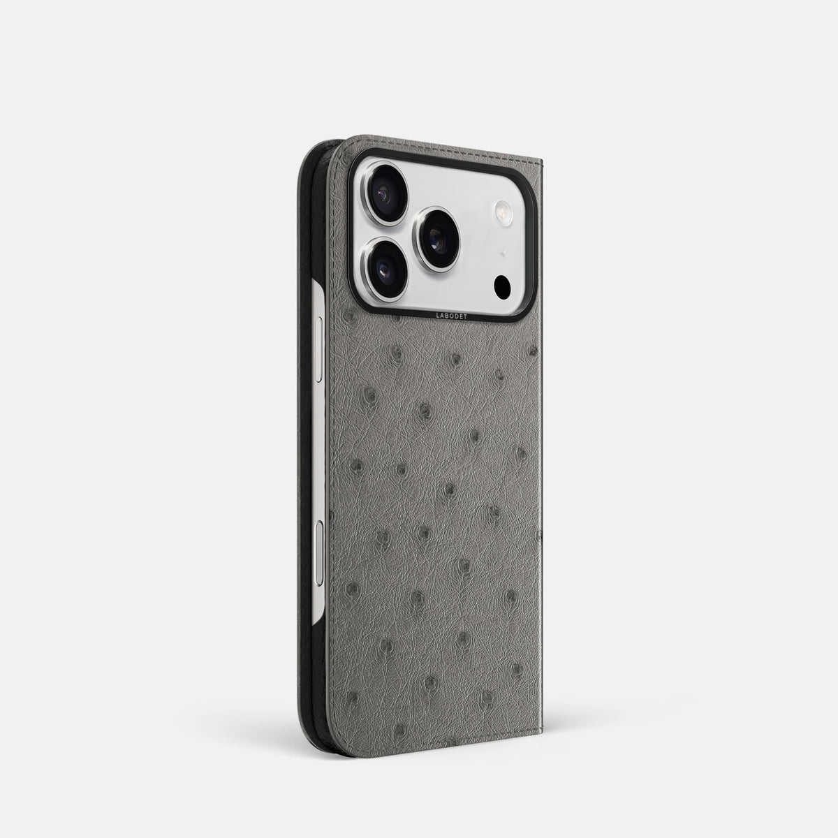 Folio Case For iPhone 18 Pro In Ostrich -1 | Grey-Black