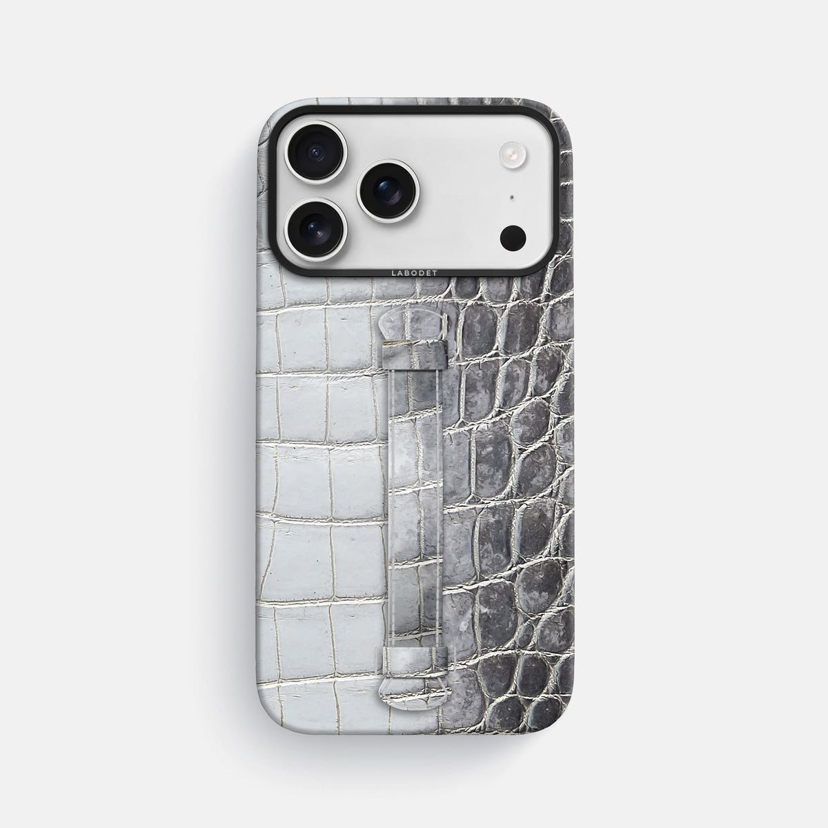 Center Handle For iPhone 18 Pro Max In Himalayan Crocodile -2 | Silver-Black
