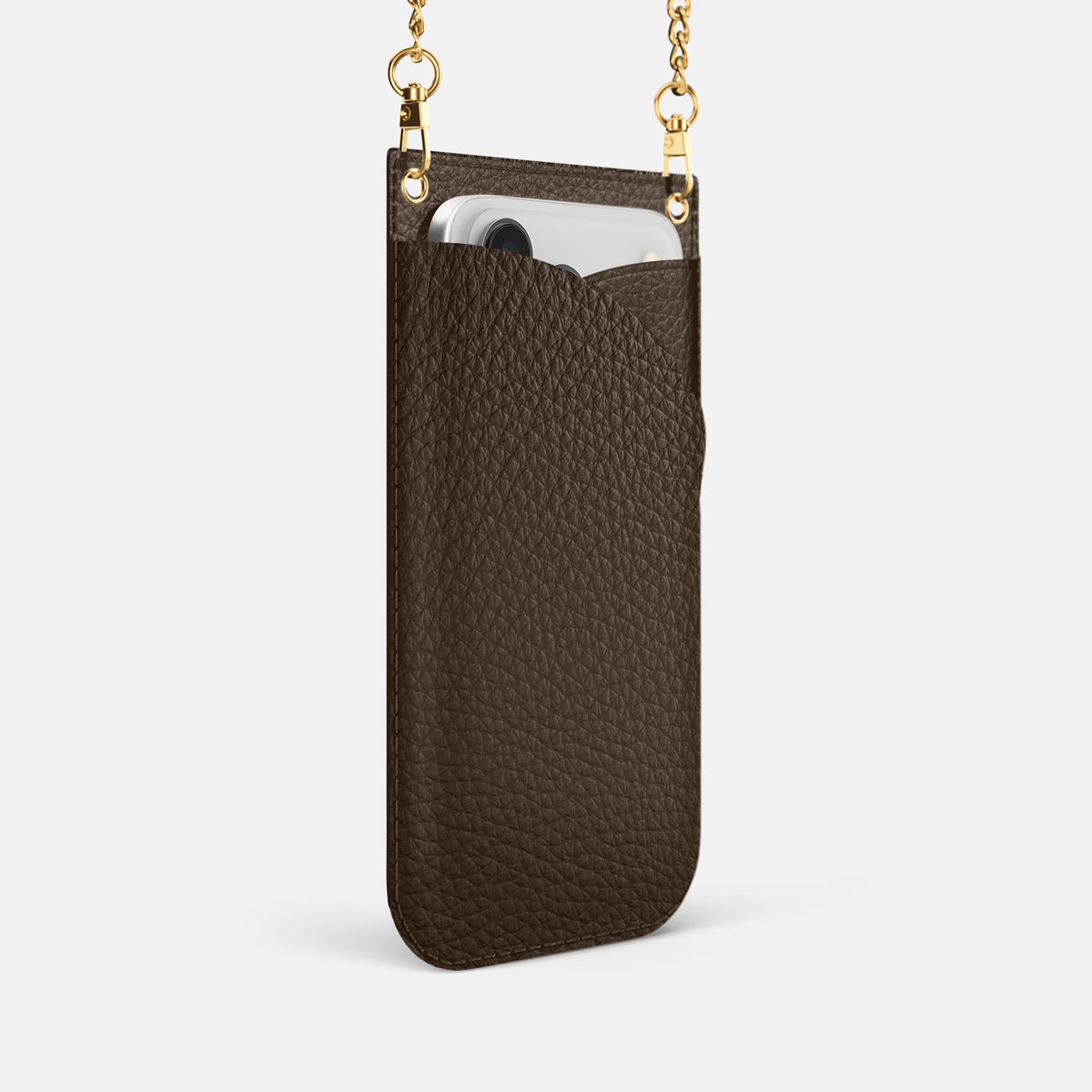 Crossbody Bag For iPhone 17 Pro In Calf -2 | Dark-Brown-Gold