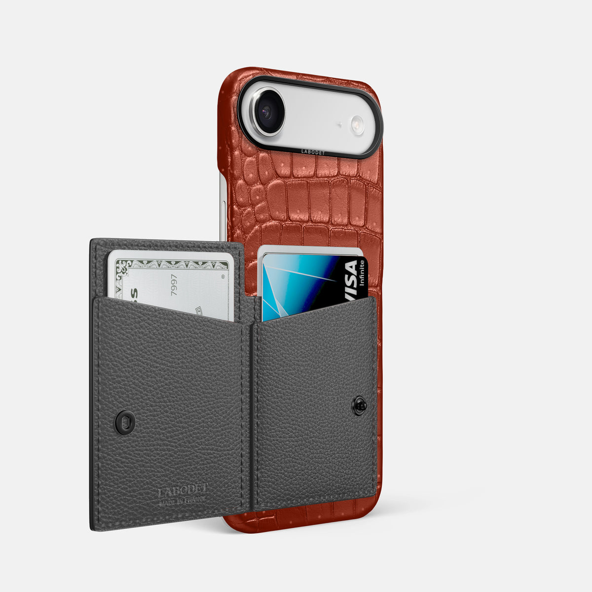 Bi-Fold Case For iPhone 17 Air In Porosus Crocodile -2 | Nuts-Black