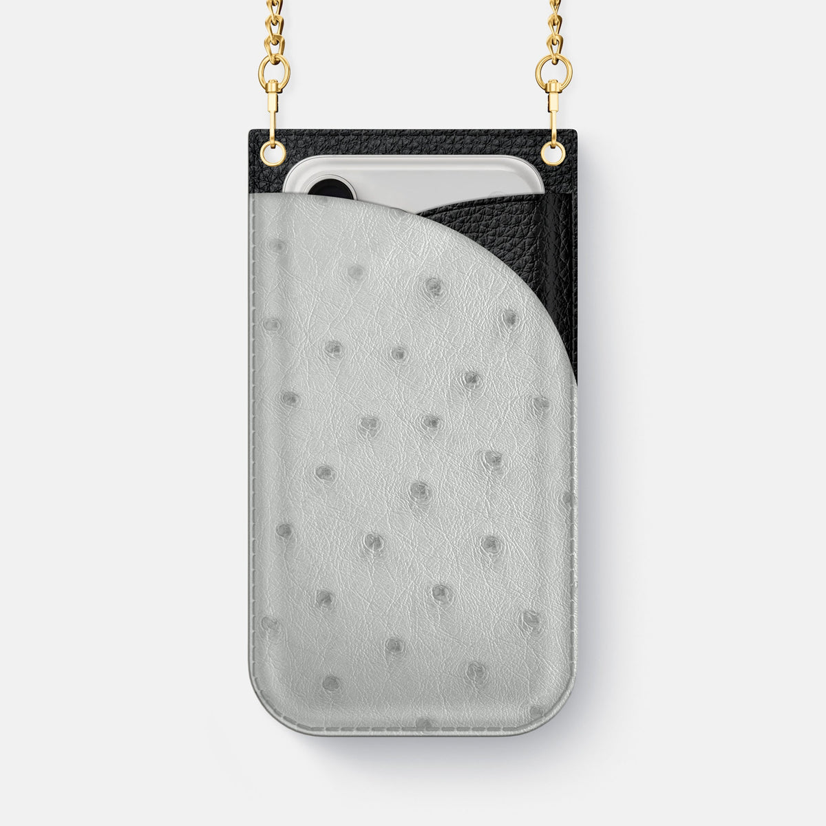 Crossbody Bag For iPhone 18 Pro Max In Ostrich -1 | White-Gold