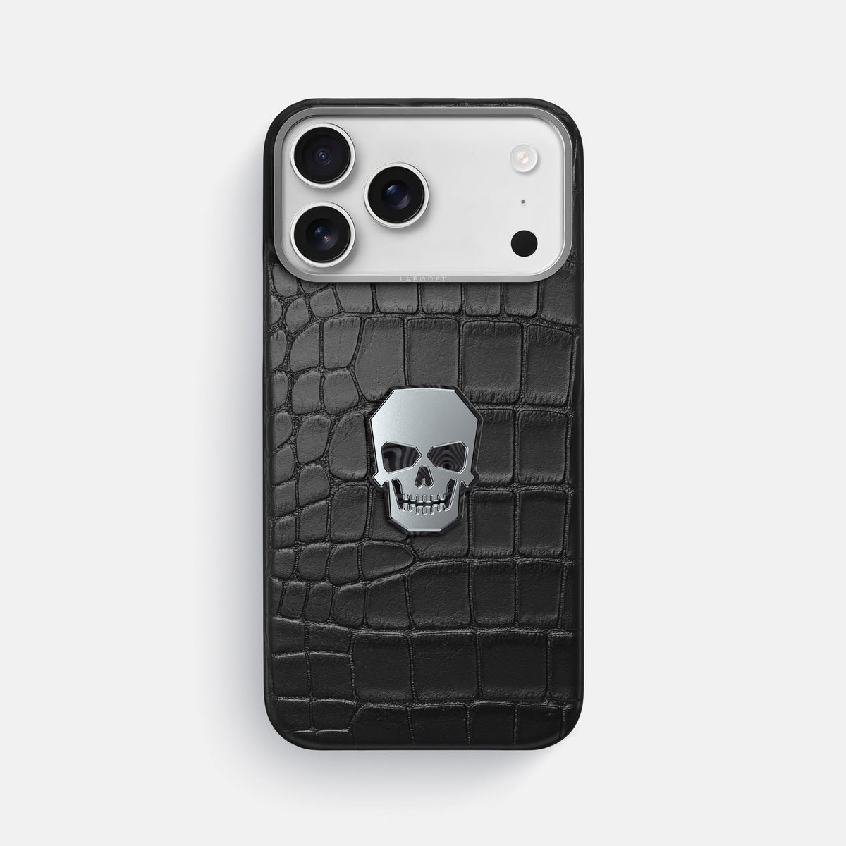 Classic Case With Titanium Skull For iPhone 18 Pro Max In Alligator -1 | Black-Steel