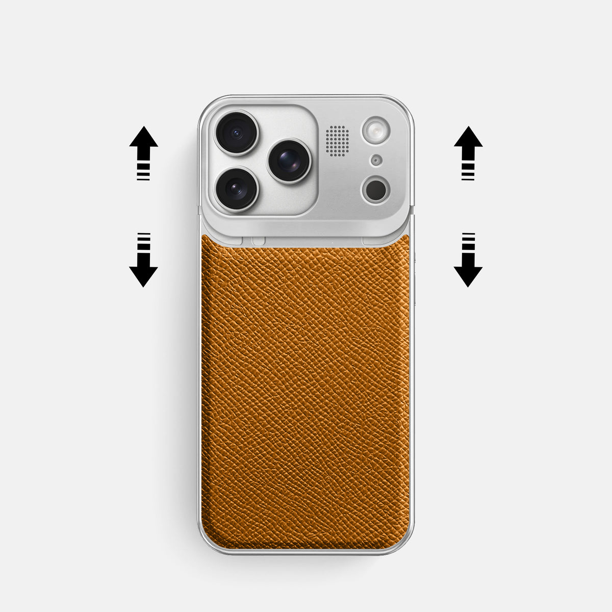 Metal Case For iPhone 17 Pro In Epsom-Style Calf -2 | Whiskey-Steel