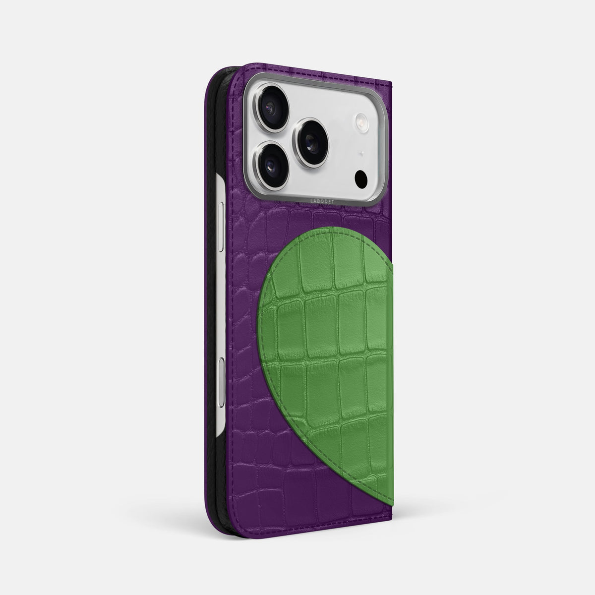 Folio Case With Heart For iPhone 18 Pro Max In Alligator -1 | Purple-Steel