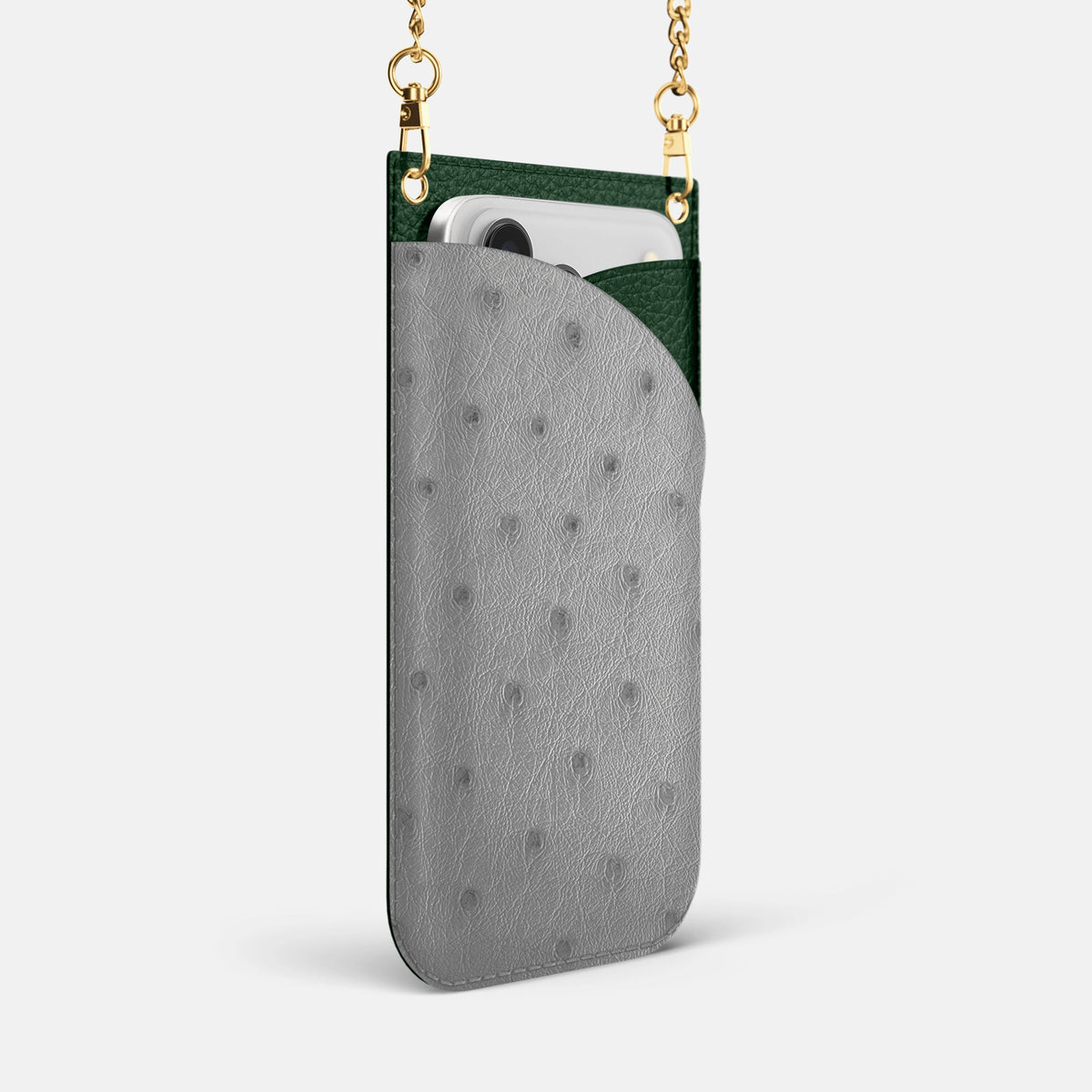 Crossbody Bag For iPhone 18 Pro Max In Ostrich -2 | Silver-Gold