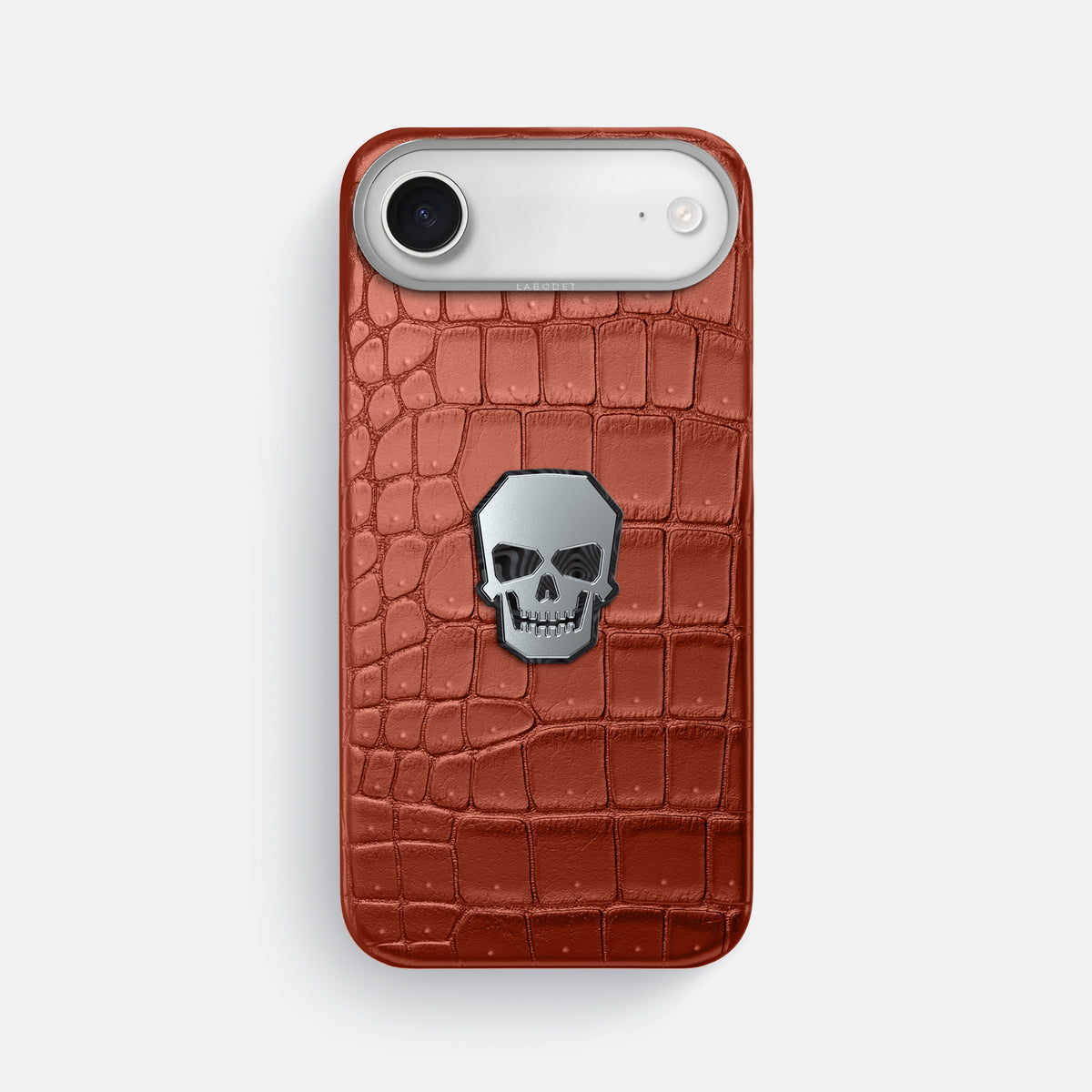 Classic Case With Titanium Skull For iPhone 17 Air In Porosus Crocodile -1 | Nuts-Steel