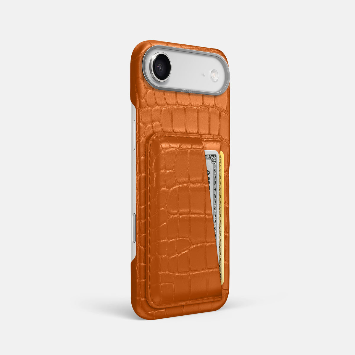 Double Card Case For iPhone 17 Air In Alligator -2 | Orange-Steel