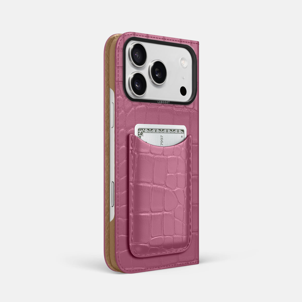 Folio Case with Card For iPhone 17 Pro Max In Alligator -1 | Pink-Lagoon-Black