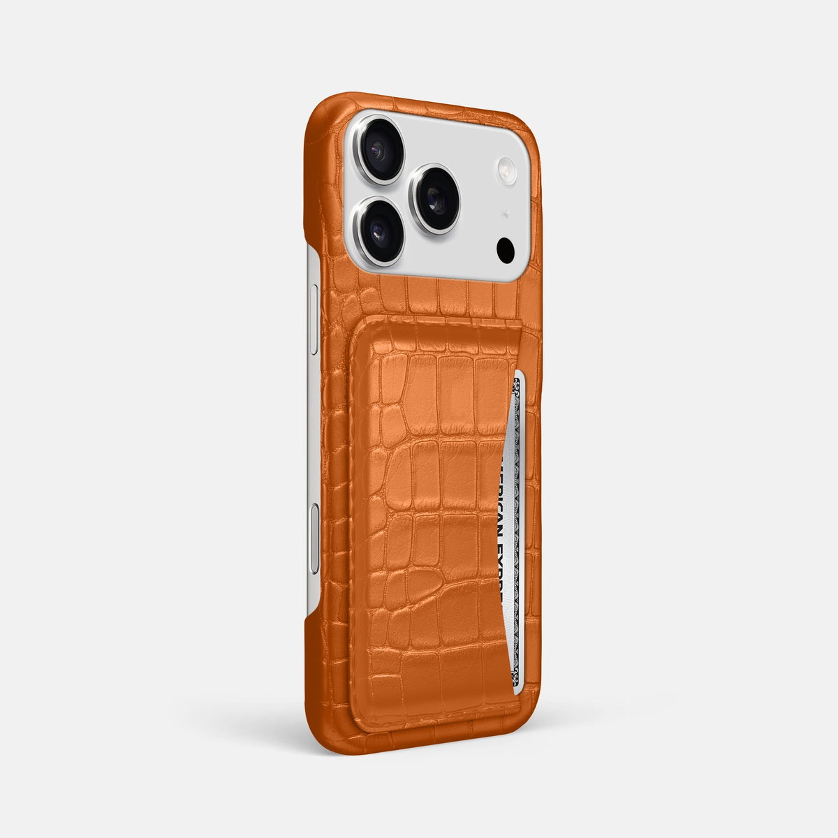 Slim Card Case For iPhone 18 Pro Max In Alligator -2 | Orange