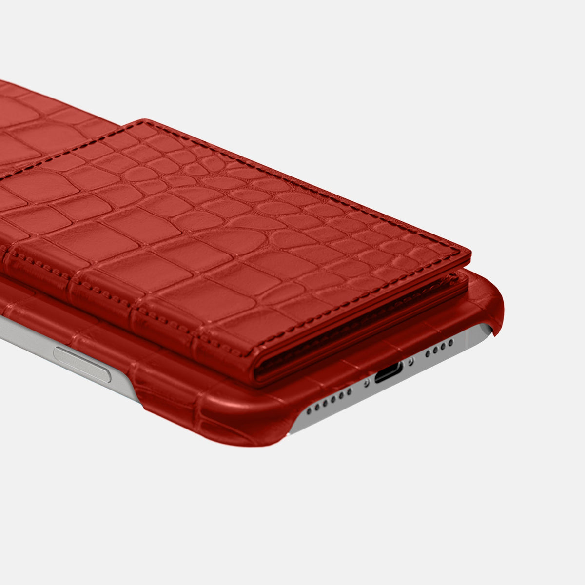 Bi-Fold Case For iPhone 18 Pro In Alligator -4 | Red-Black