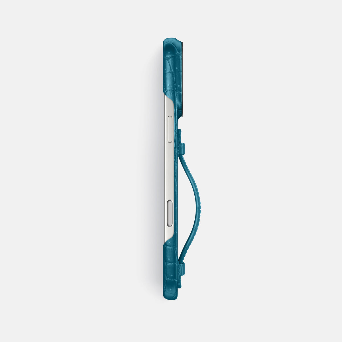 Center Handle For iPhone 17 Pro Max In Porosus Crocodile -2 | Turquoise-Black