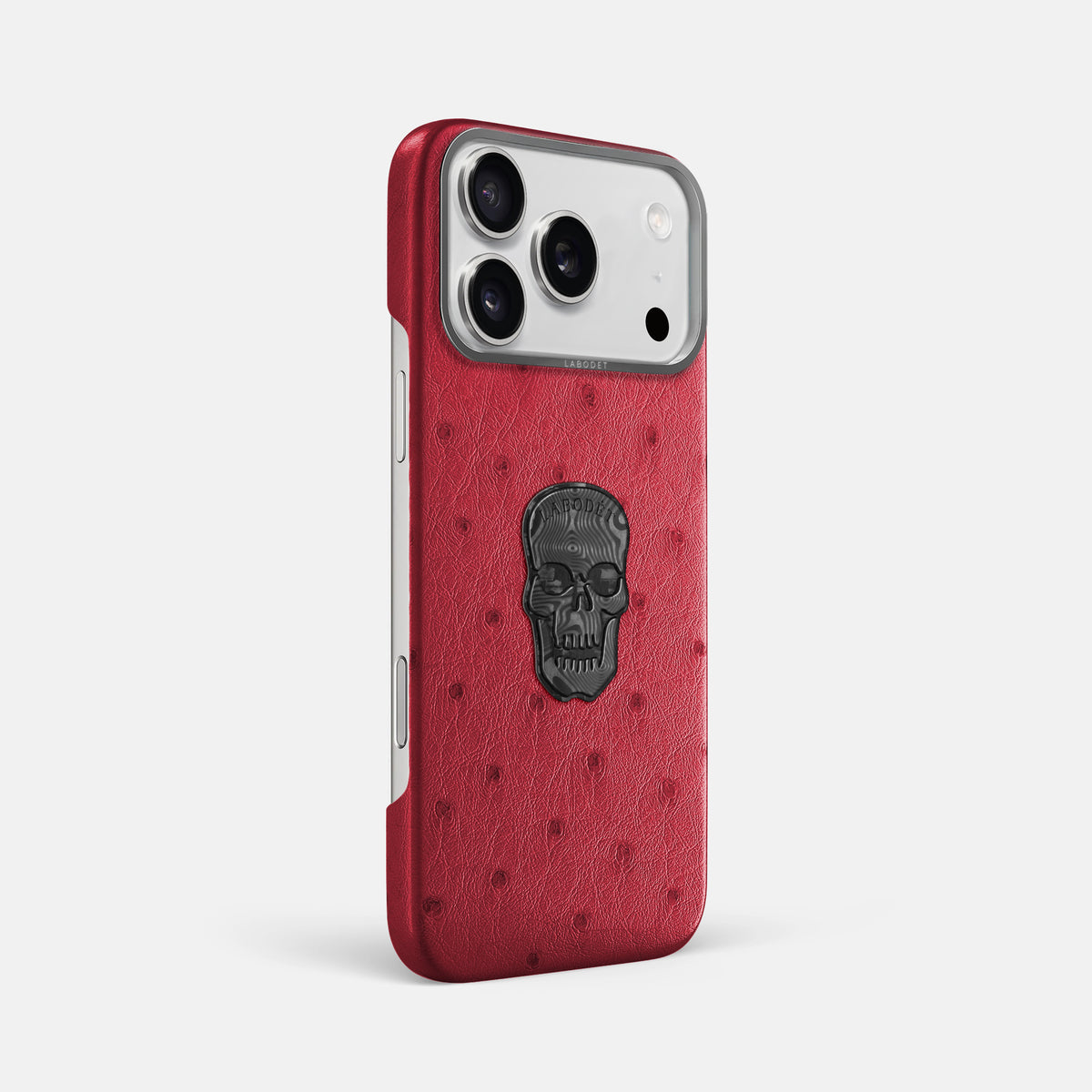 Classic Case With Carbon Skull For iPhone 17 Pro Max In Ostrich -2 | Red-Steel