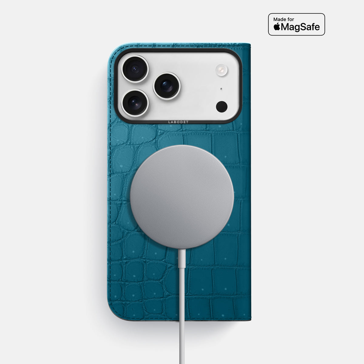 Folio Case For iPhone 17 Pro Max In Porosus Crocodile -3 | Turquoise-Black
