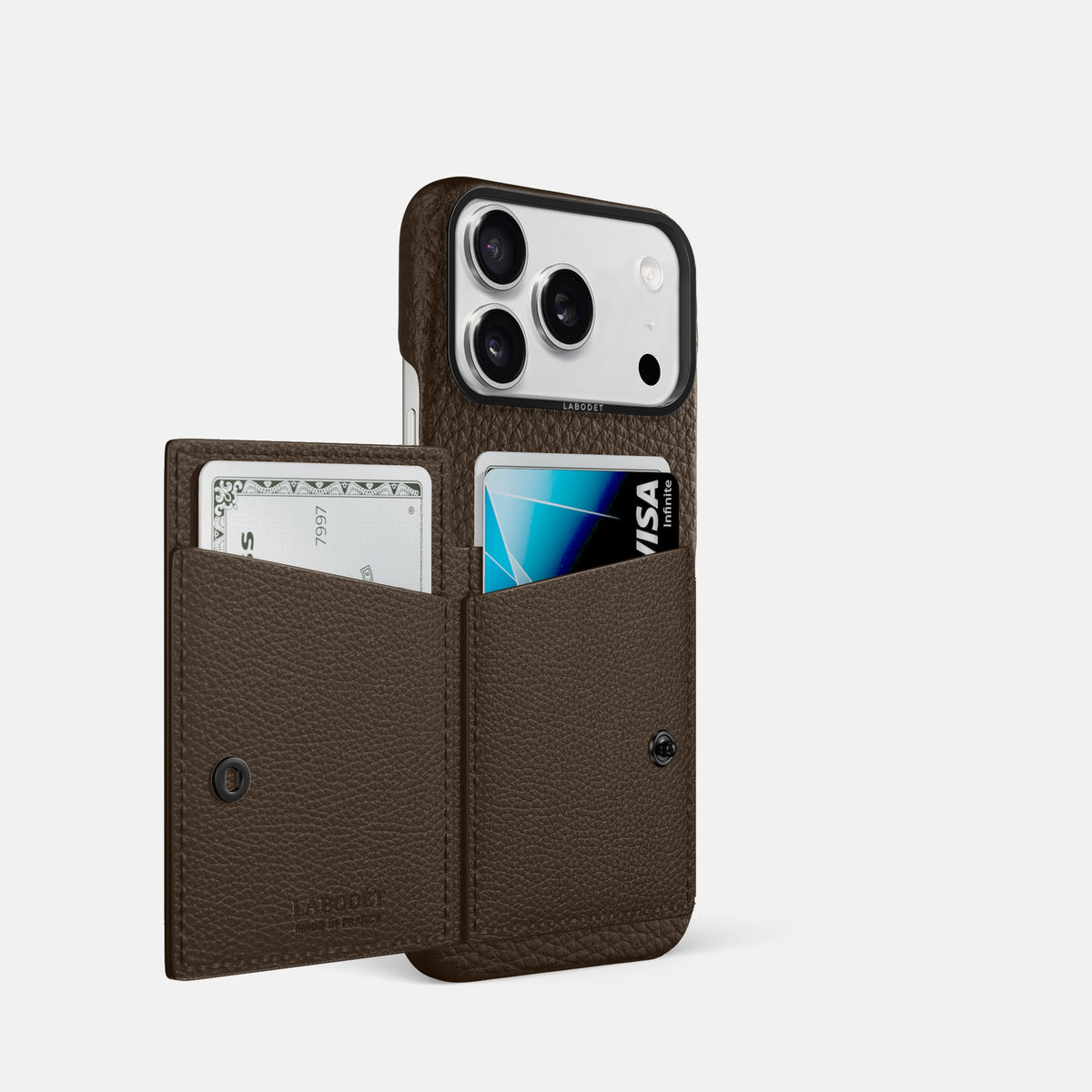Bi-Fold Case For iPhone 18 Pro In Calf -2 | Dark-Brown-Black