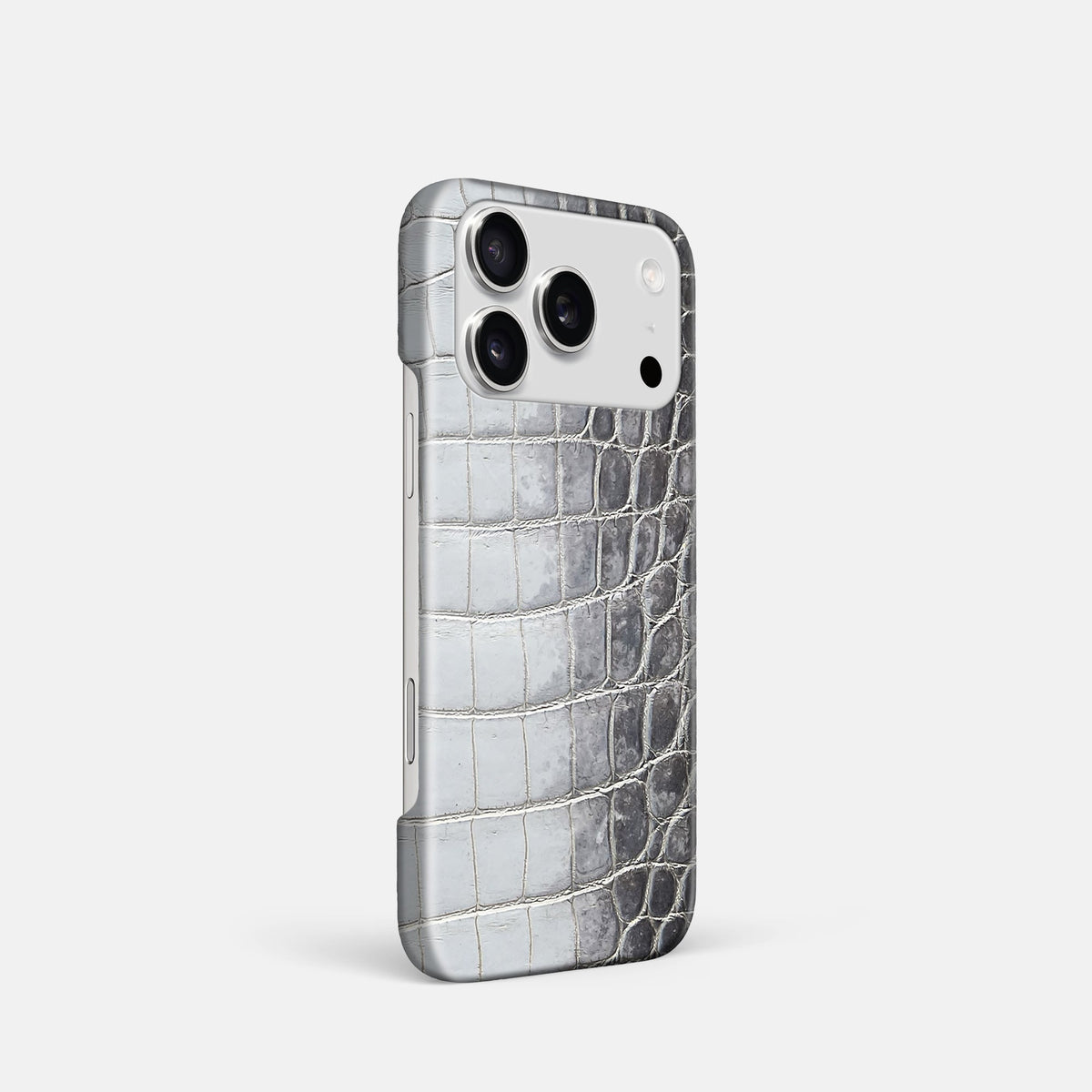 Slim Case For iPhone 18 Pro In Himalayan Crocodile -2 | Silver
