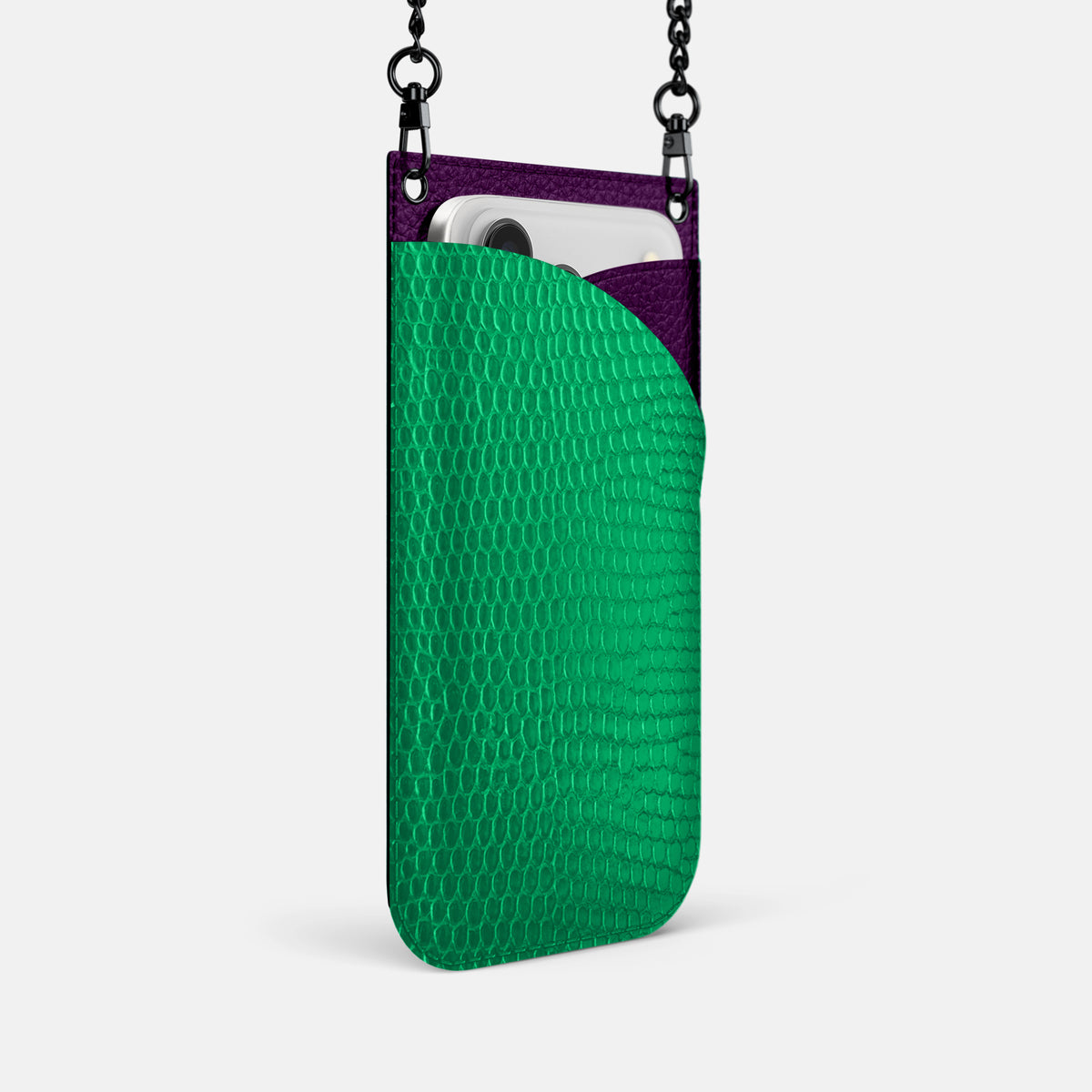 Crossbody Bag For iPhone 17 Pro In Lizard -2 | Apple-Green-Black