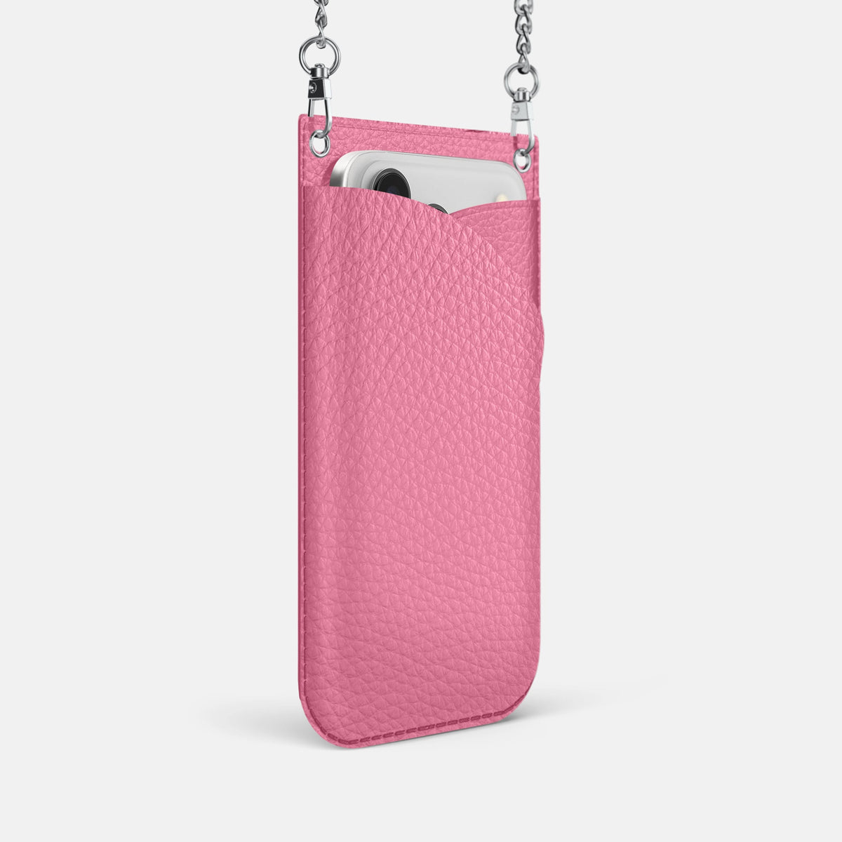 Crossbody Bag For iPhone 18 Pro In Calf -2 | Pink-Steel
