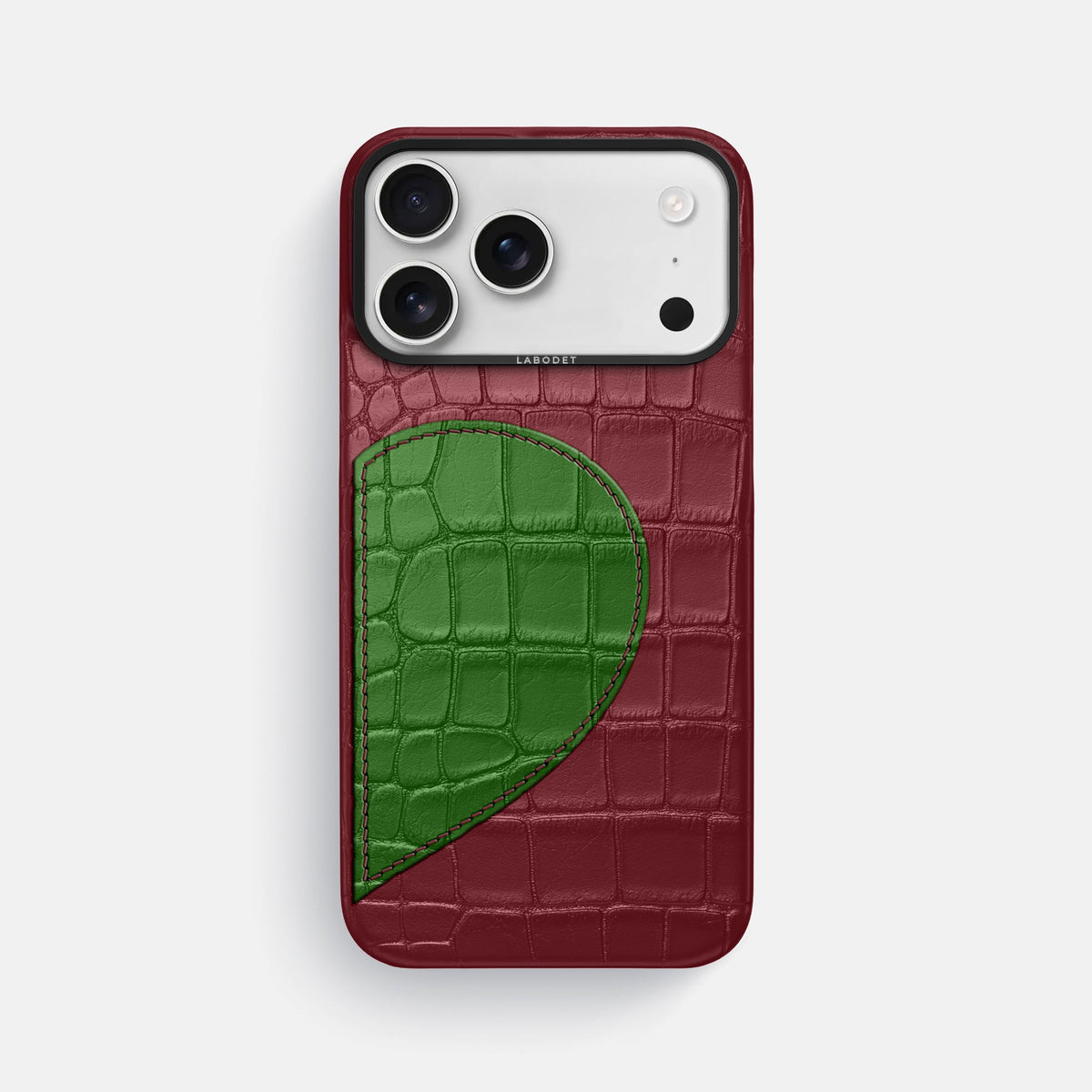 Classic Case With Half Heart - Right For iPhone 18 Pro Max In Alligator -1 | Burgundy-Black