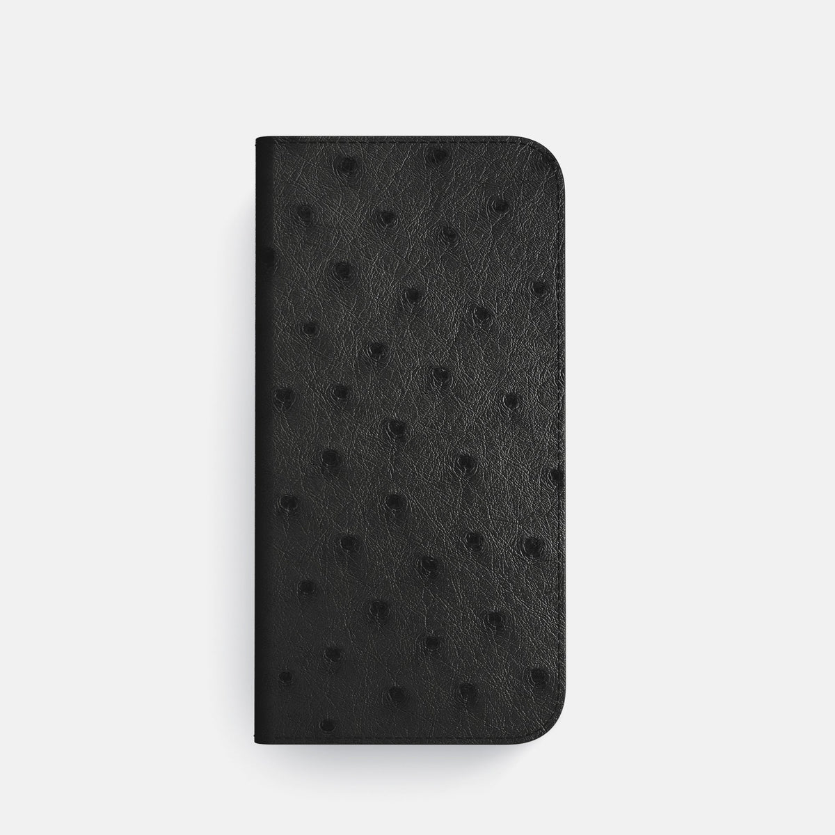 Folio Case with Card For iPhone 18 Pro In Ostrich -4 | Black-Black