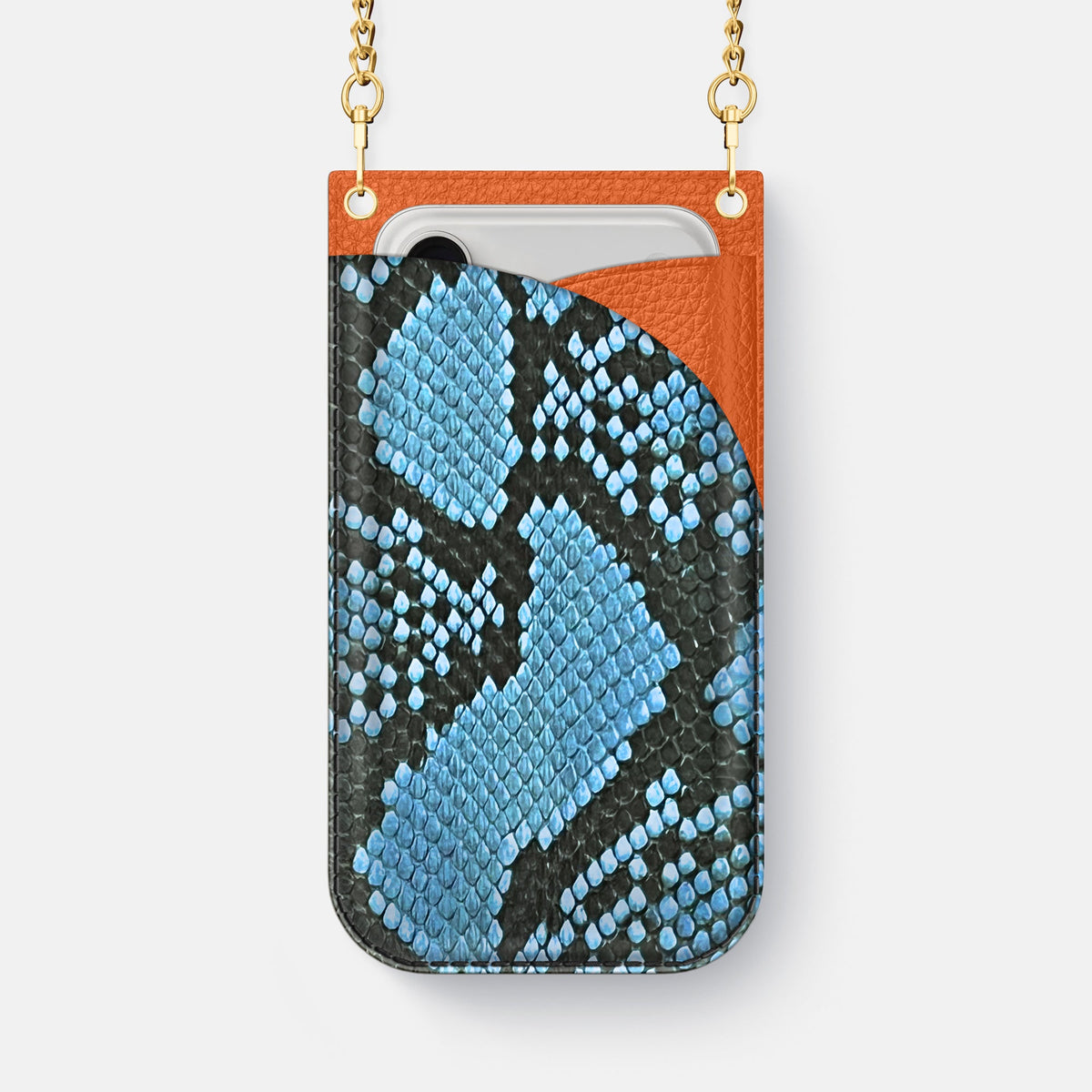 Crossbody Bag For iPhone 18 Pro Max In Deluxe Python -1 | Pacific-Blue-Gold