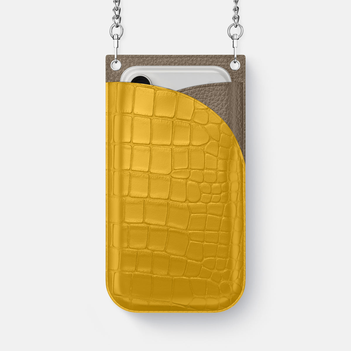 Crossbody Bag For iPhone 17 Pro In Alligator -1 | Yellow-Steel