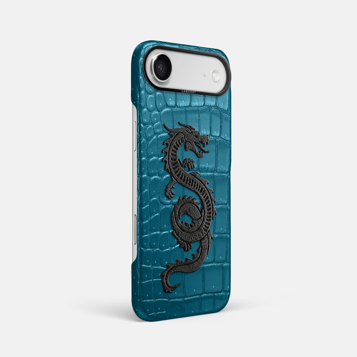 Classic Case With Carbon Dragon For iPhone 17 Air In Porosus Crocodile -2 | Turquoise-Black