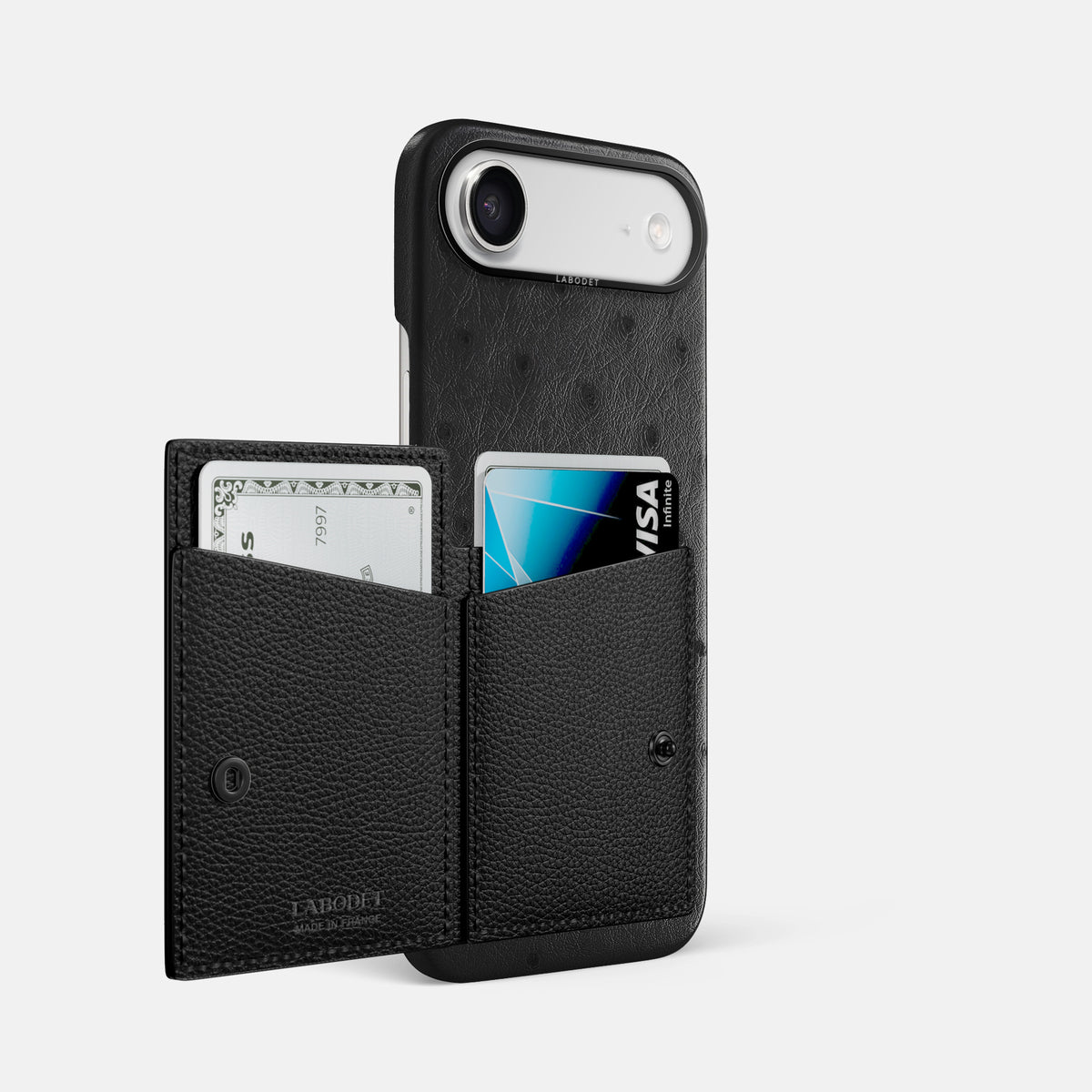 Bi-Fold Case For iPhone 17 Air In Ostrich -2 | Black-Black