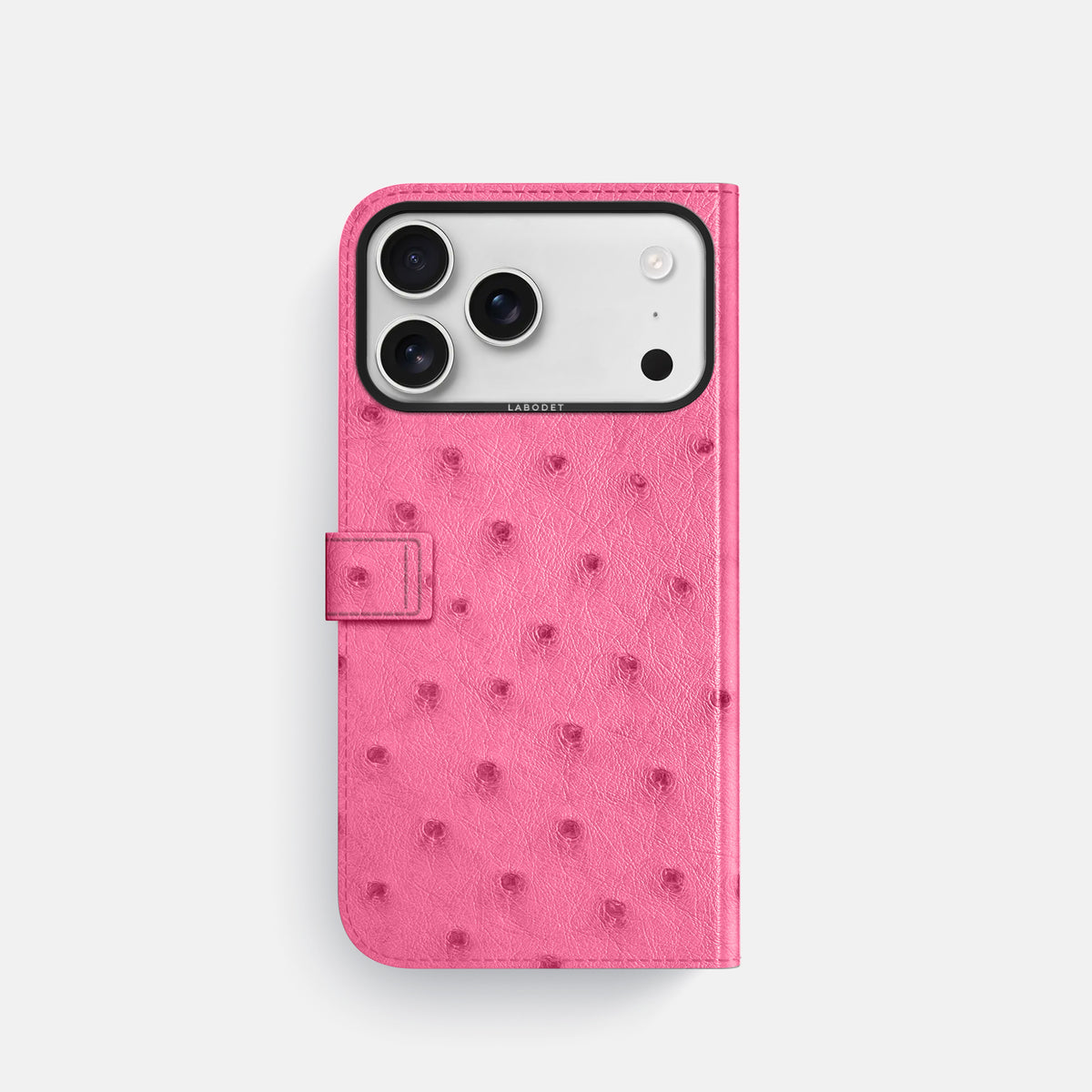 Folio Case with Clasp For iPhone 17 Pro In Ostrich -3 | Pink-Black