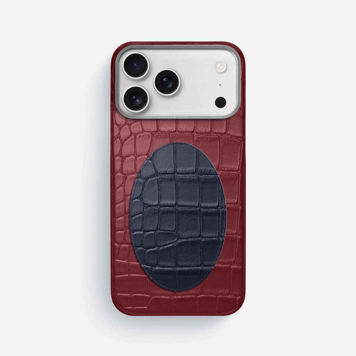 Classic Case With Oval For iPhone 17 Pro Max In Alligator -1 | Burgundy-Steel