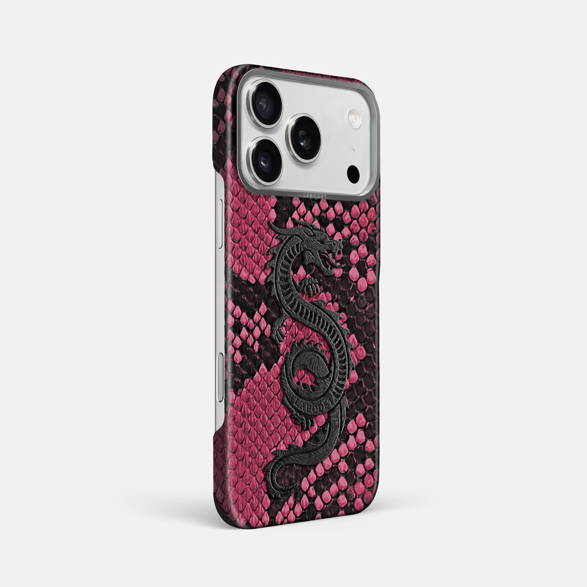 Classic Case With Carbon Dragon For iPhone 17 Pro Max In Deluxe Python -2 | Burgundy-Steel