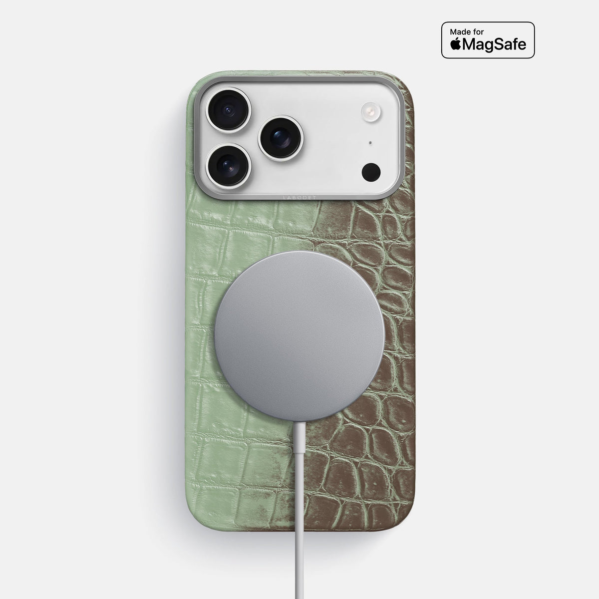 Classic Case For iPhone 18 Pro Max In Himalayan Crocodile -4 | Pistachio-Steel
