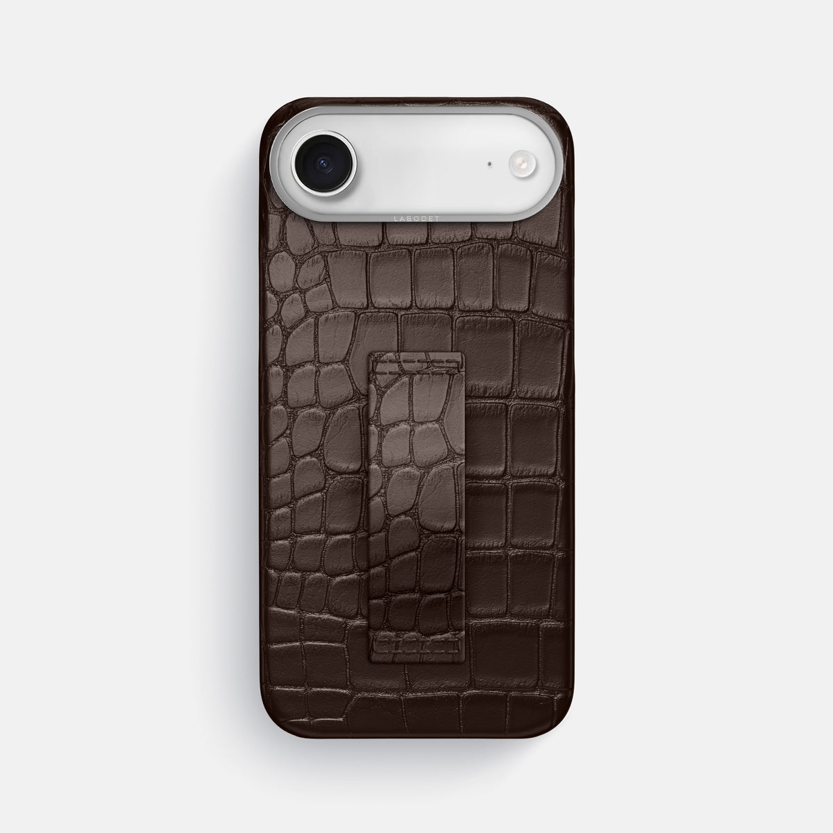 Finger Case For iPhone 17 Air In Alligator -1 | Dark-Brown-Steel