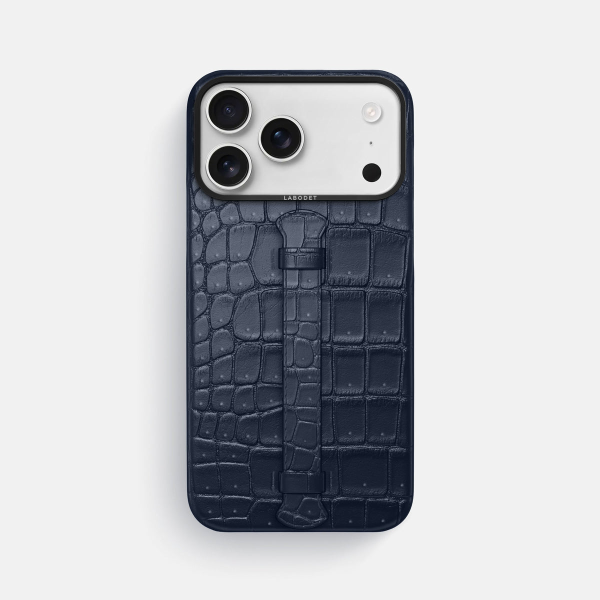 Center Handle For iPhone 18 Pro Max In Porosus Crocodile -1 | Deep-Blue-Sea-Black