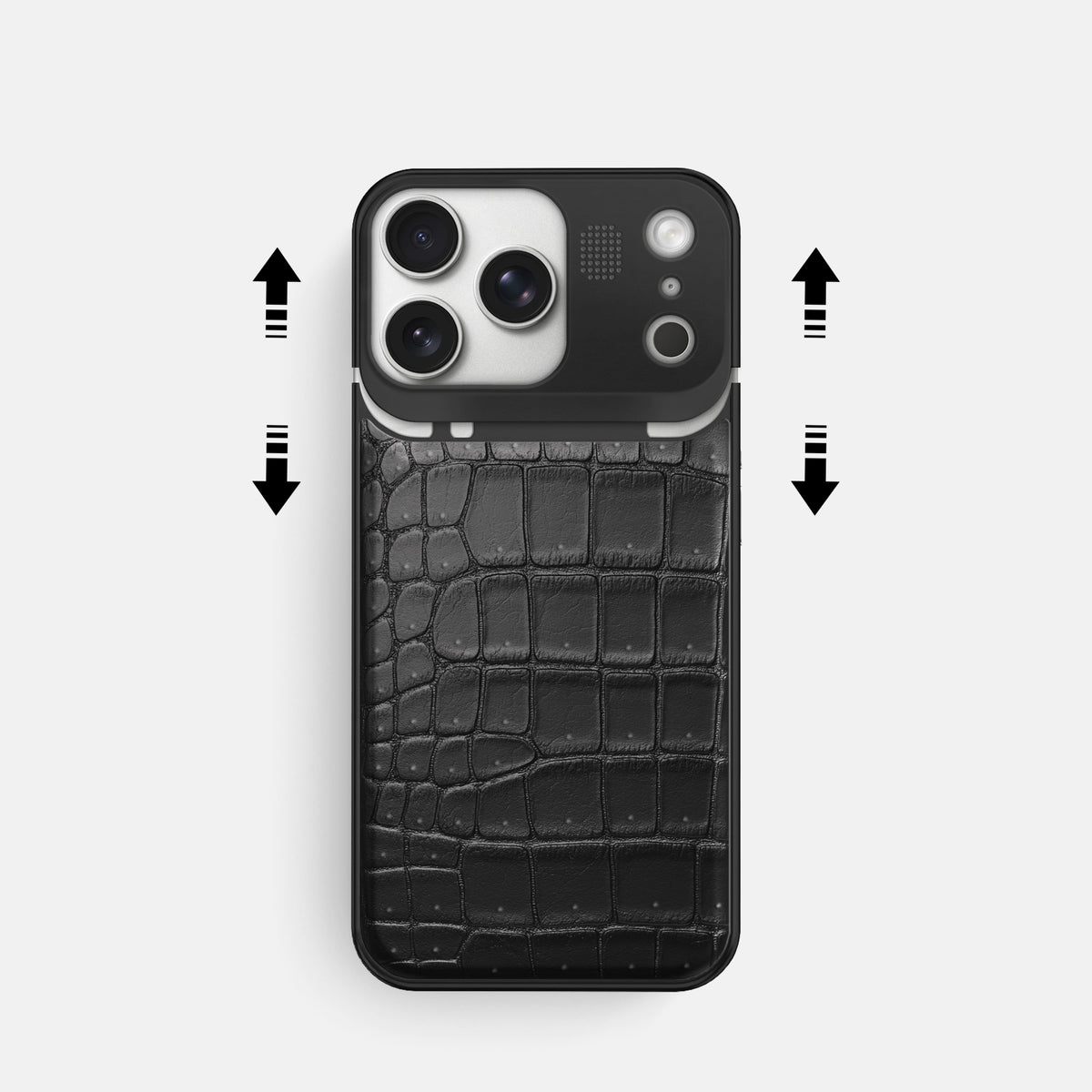 Metal Case For iPhone 17 Pro In Porosus Crocodile -2 | Black-Black