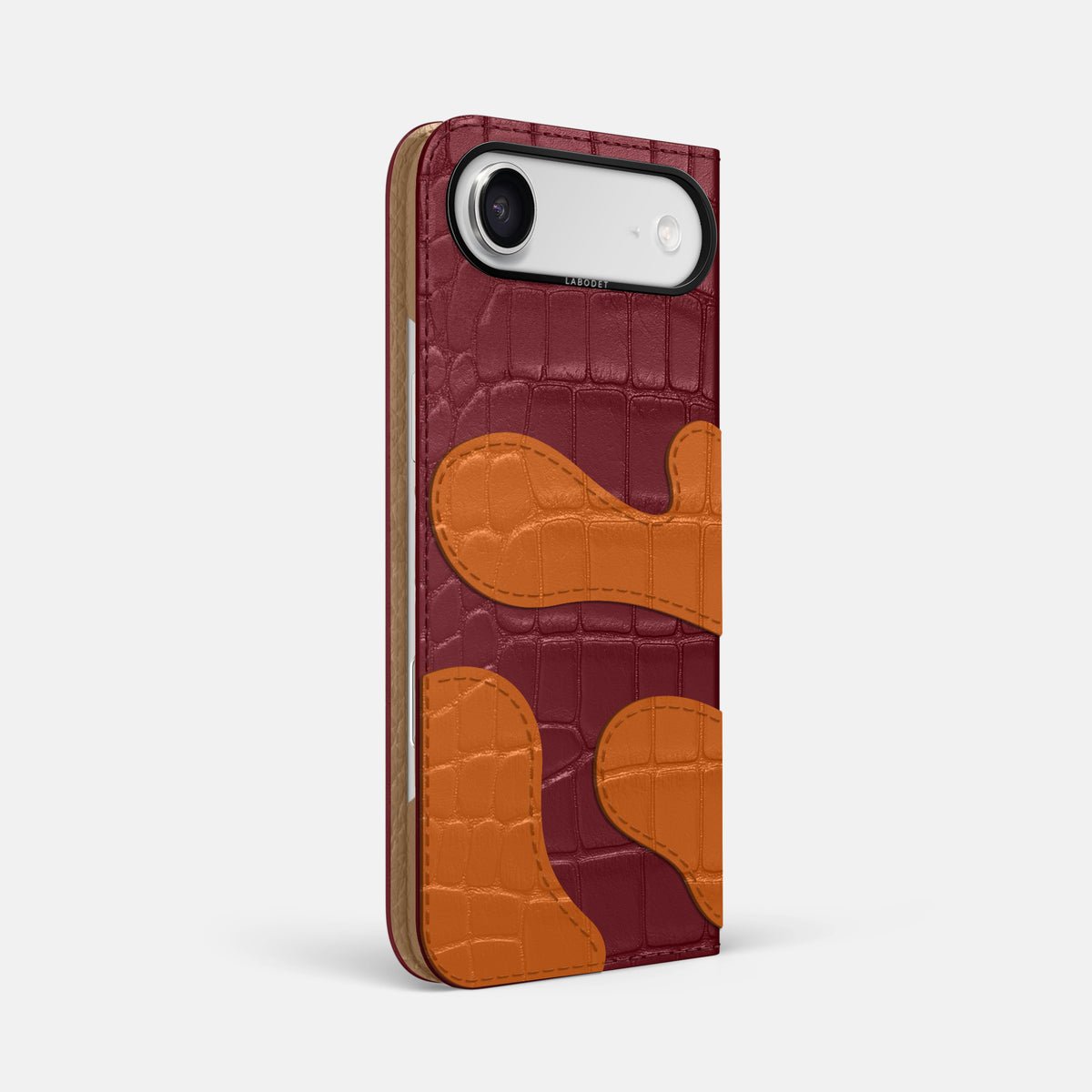 Camouflage Folio For iPhone 17 Air In Alligator -1 | Burgundy-Black
