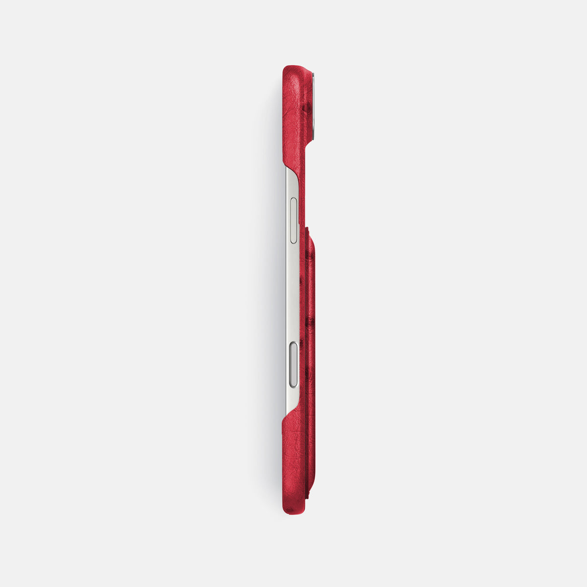Double Card Case For iPhone 17 Air In Ostrich -3 | Red-Steel