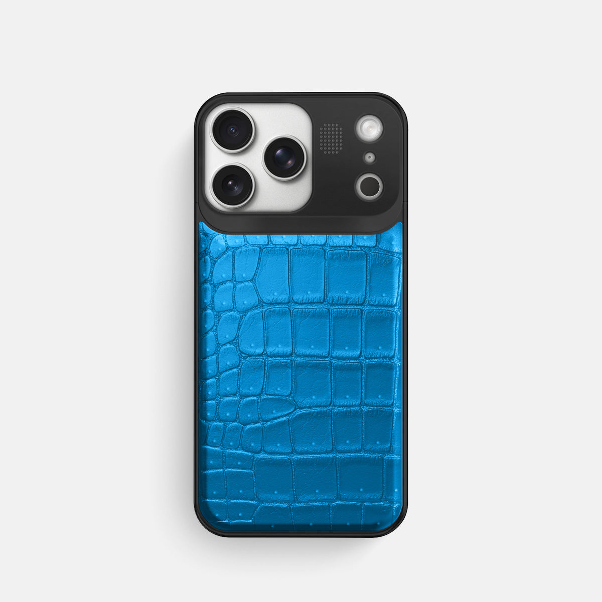 Metal Case For iPhone 17 Pro In Porosus Crocodile -1 | Blue-Lagoon-Black