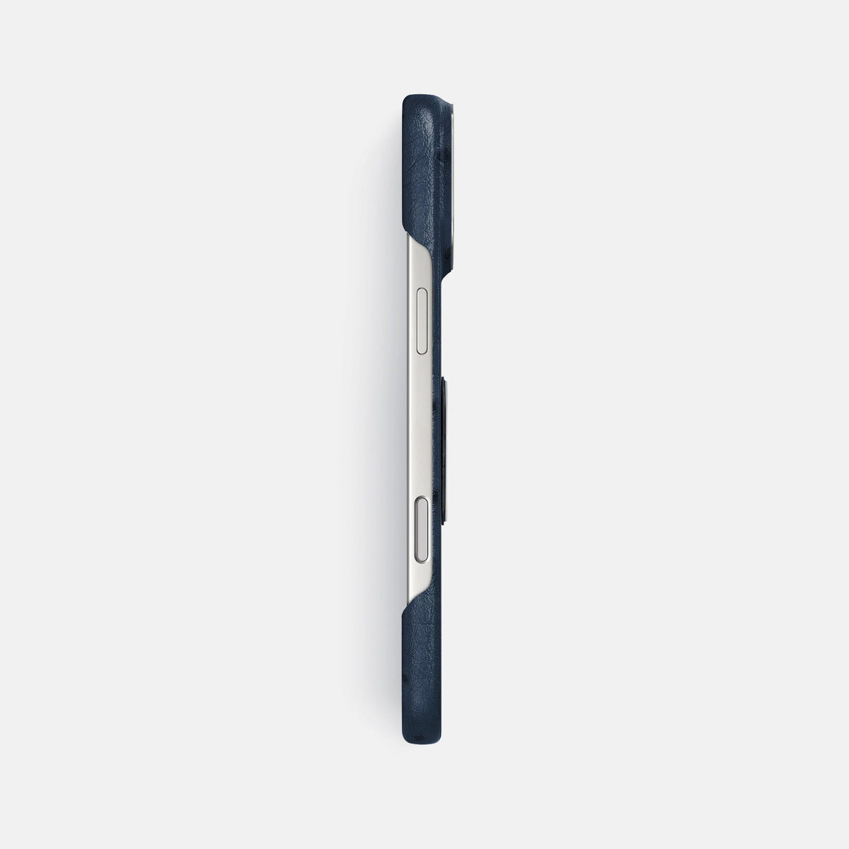 Classic Case With Titanium Skull For iPhone 18 Pro Max In Ostrich -3 | Navy-Blue-Steel