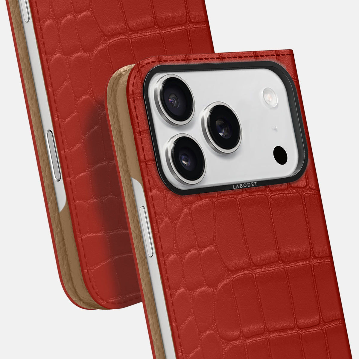 Folio Case For iPhone 18 Pro In Alligator -5 | Red-Black