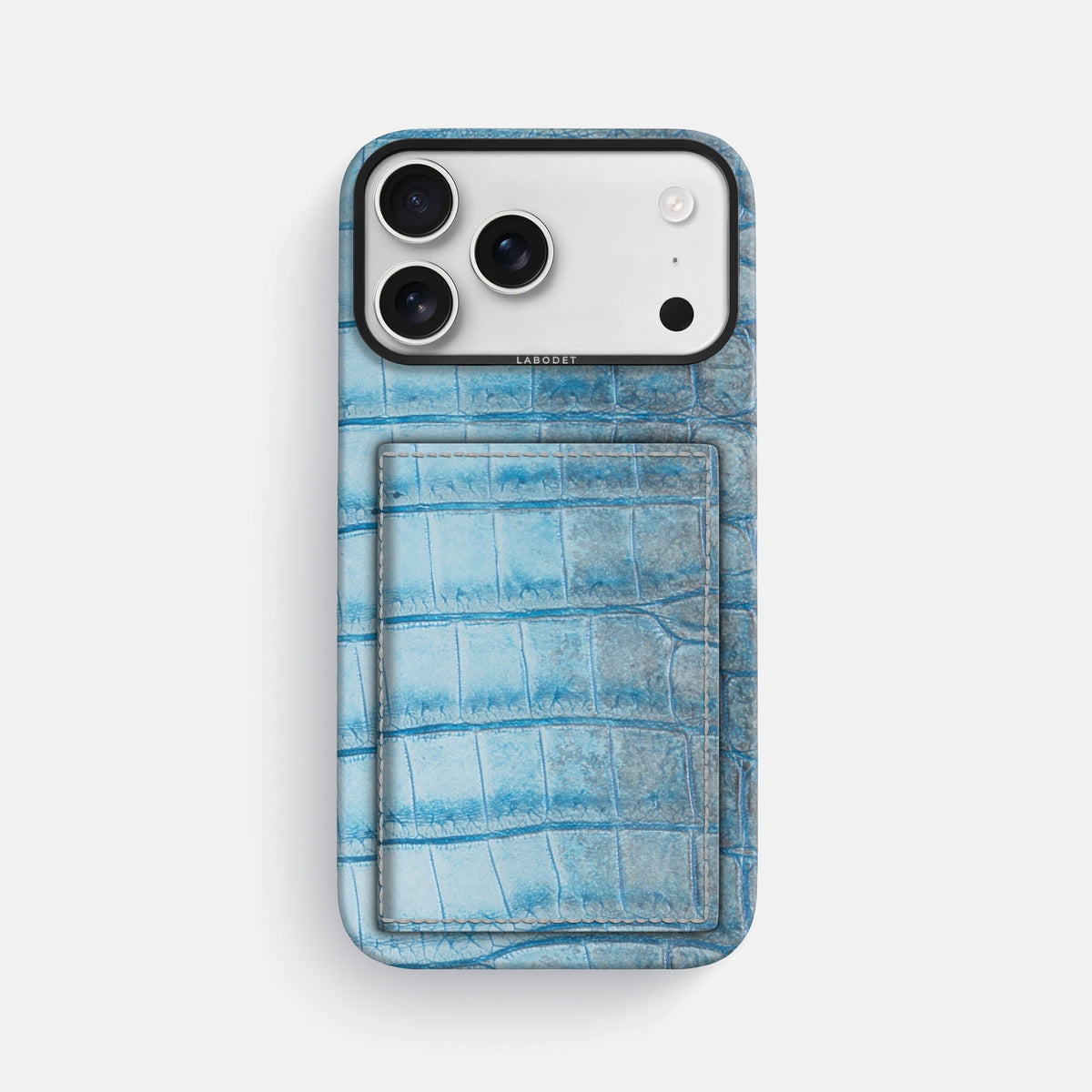 Bi-Fold Case For iPhone 18 Pro Max In Himalayan Crocodile -1 | Ice-Blue-Black