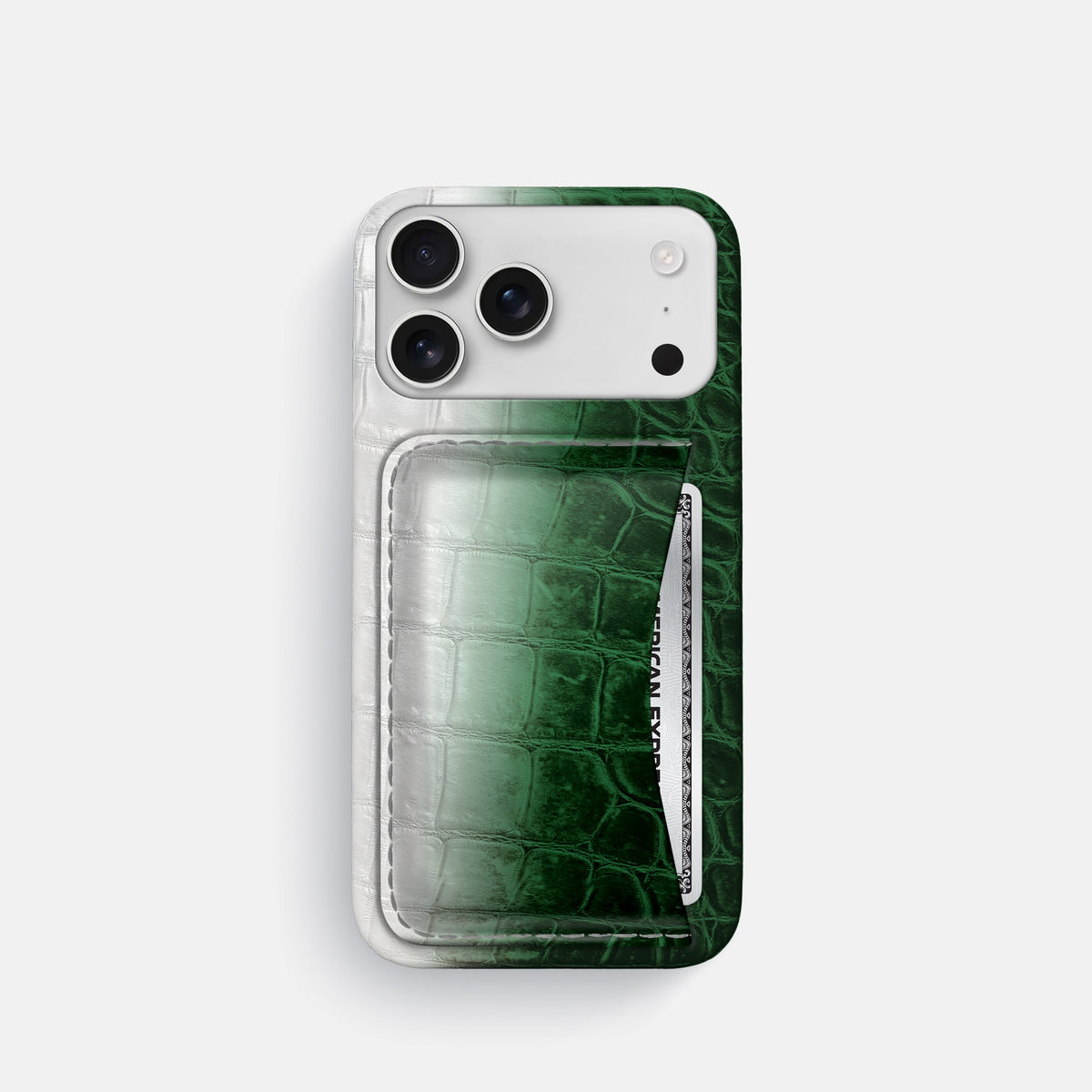 Slim Card Case For iPhone 18 Pro In Himalayan Crocodile -1 | Green