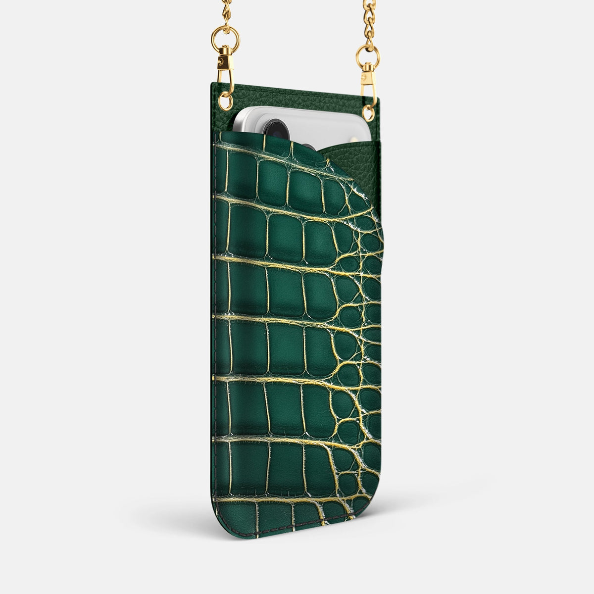Crossbody Bag For iPhone 18 Pro Max In Patina Alligator -2 | Cambridge-Gold