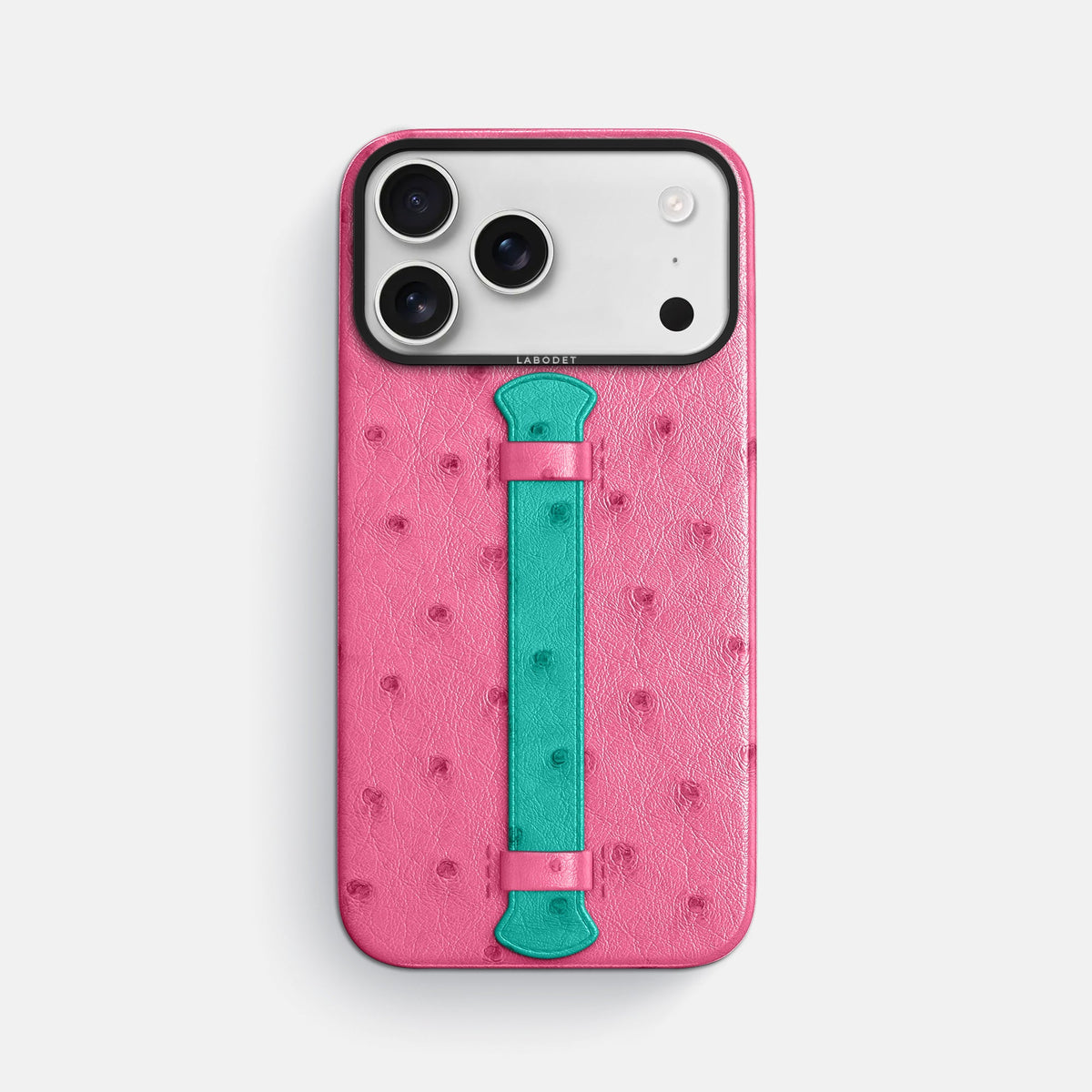 Center Handle Coloré For iPhone 18 Pro Max In Ostrich -1 | Pink-Black